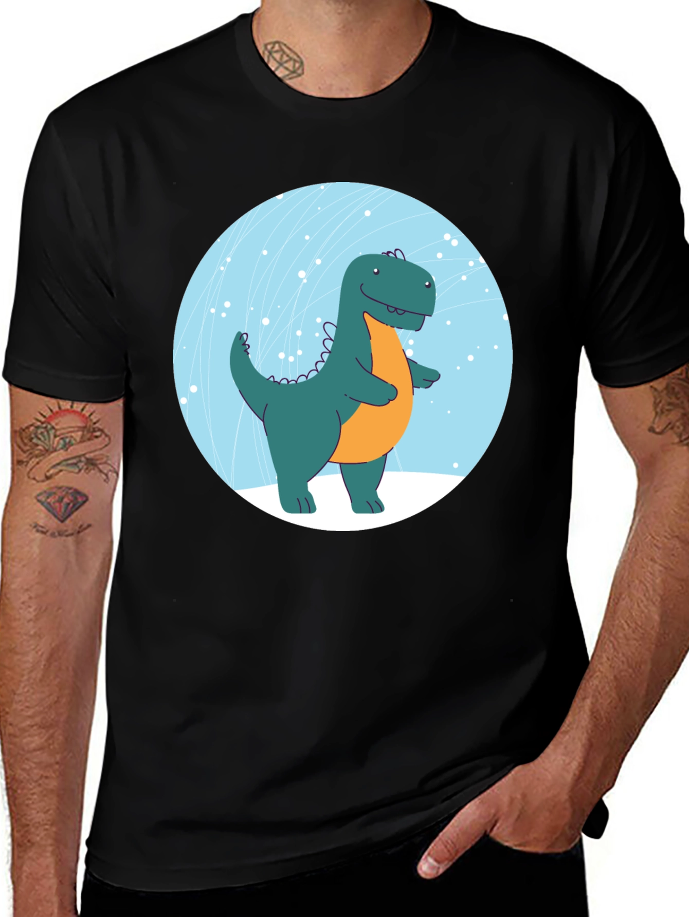 Dinosaur Graphic Print Black T-Shirt