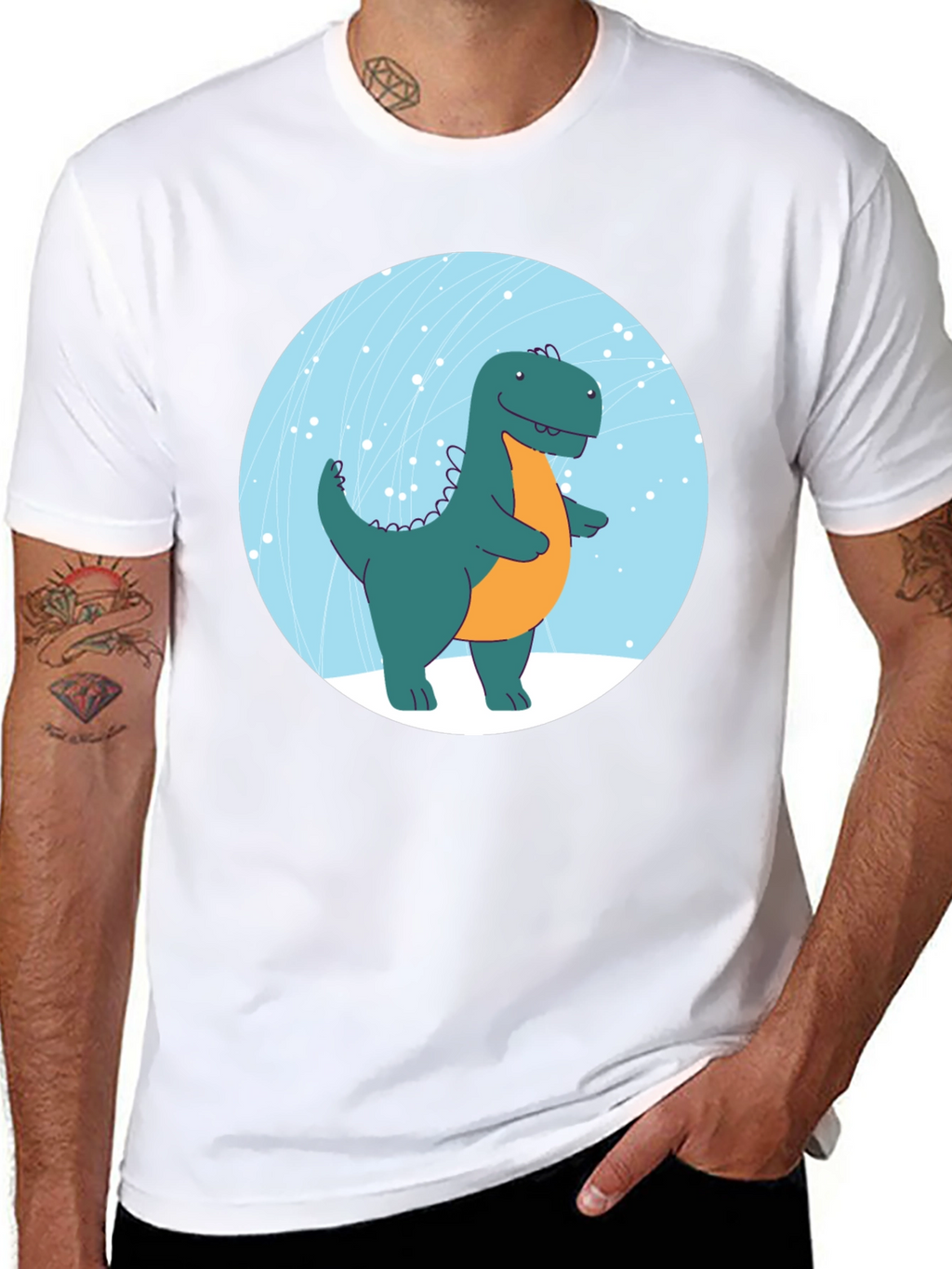 Dinosaur Graphic Print Black T-Shirt