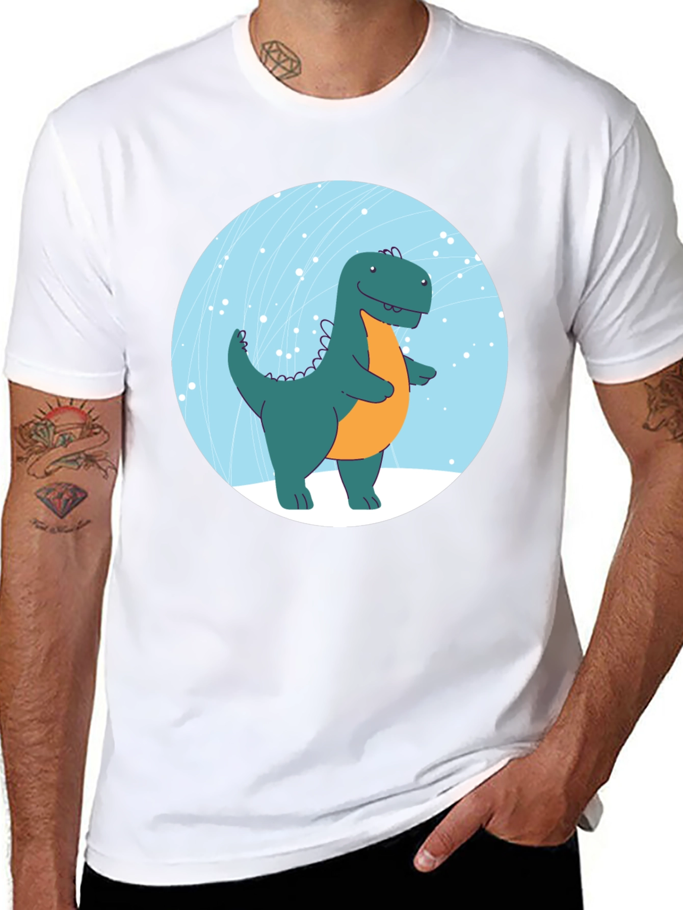 Dinosaur Graphic Print Black T-Shirt