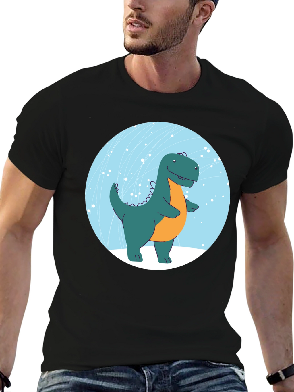 Dinosaur Graphic Print Black T-Shirt