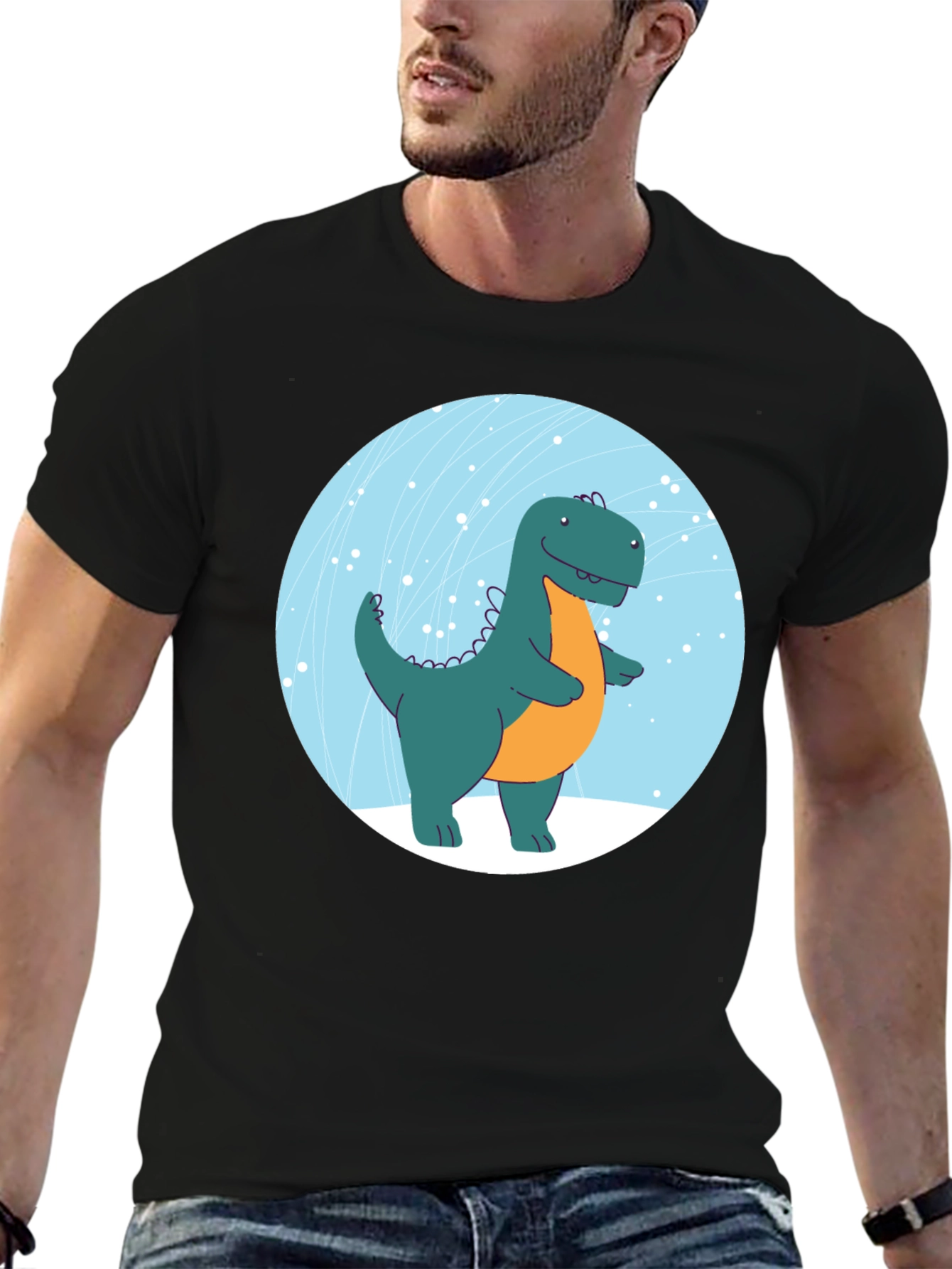 Dinosaur Graphic Print Black T-Shirt