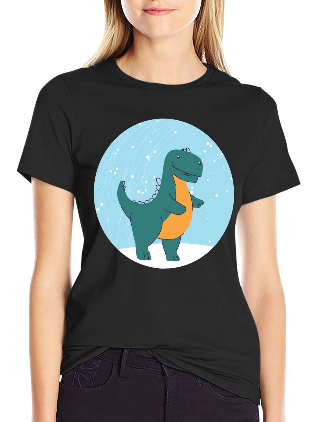 Dinosaur Graphic Print Black T-Shirt
