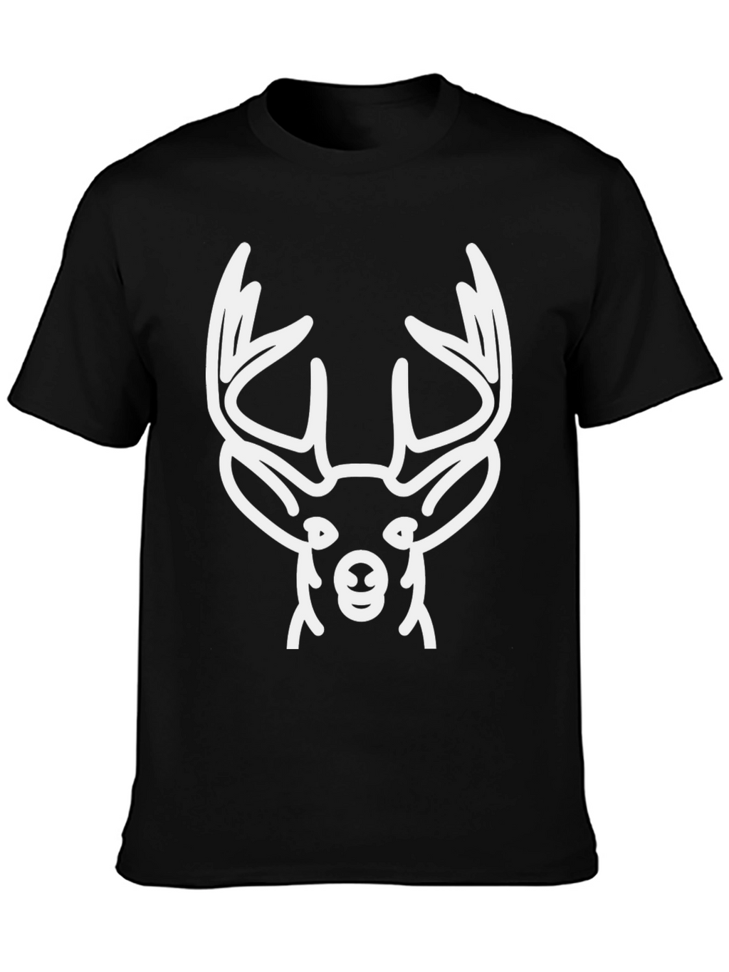 Deer Head Graphic T-Shirt - Black Cotton Tee