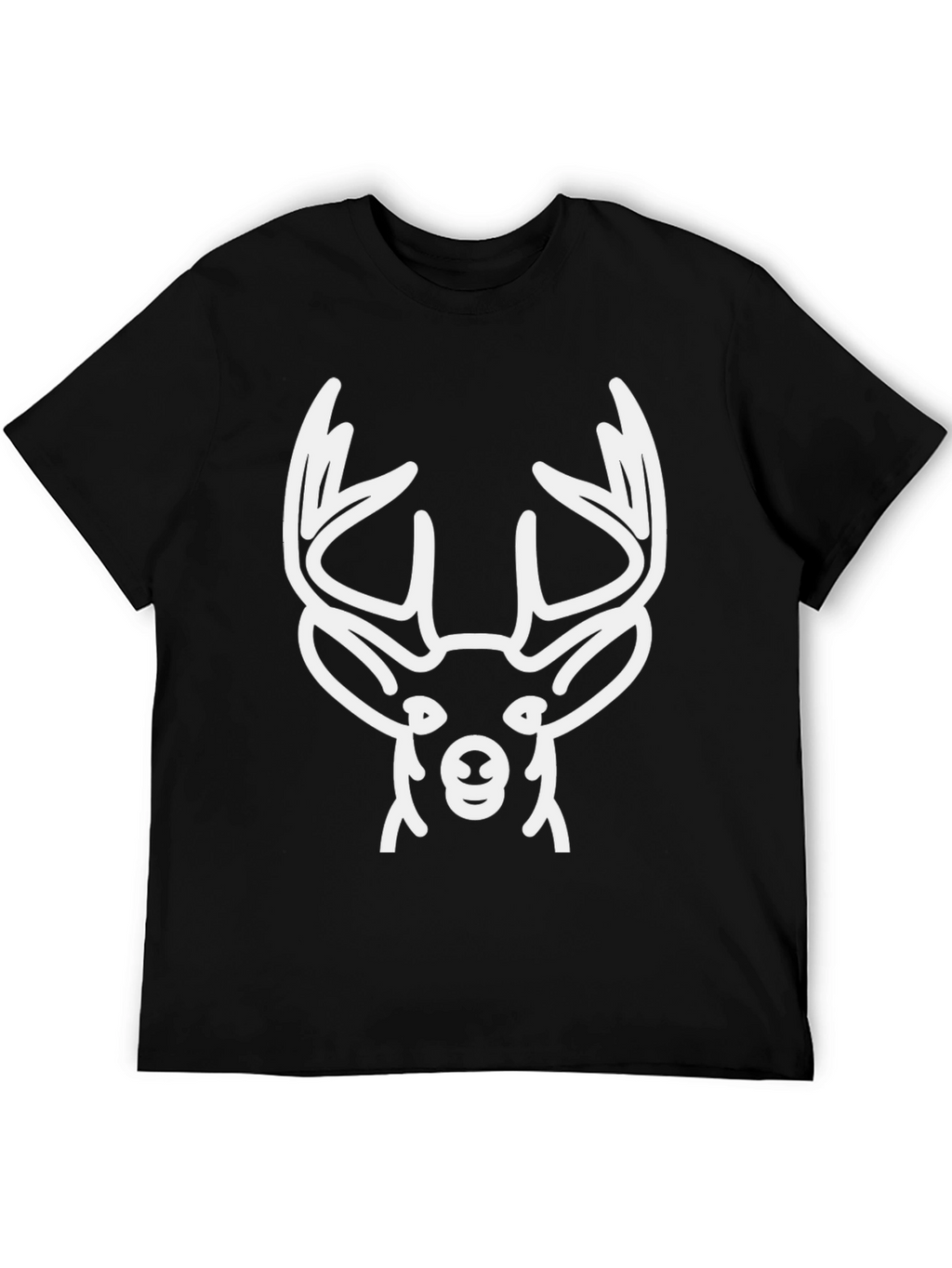 Deer Head Graphic T-Shirt - Black Cotton Tee