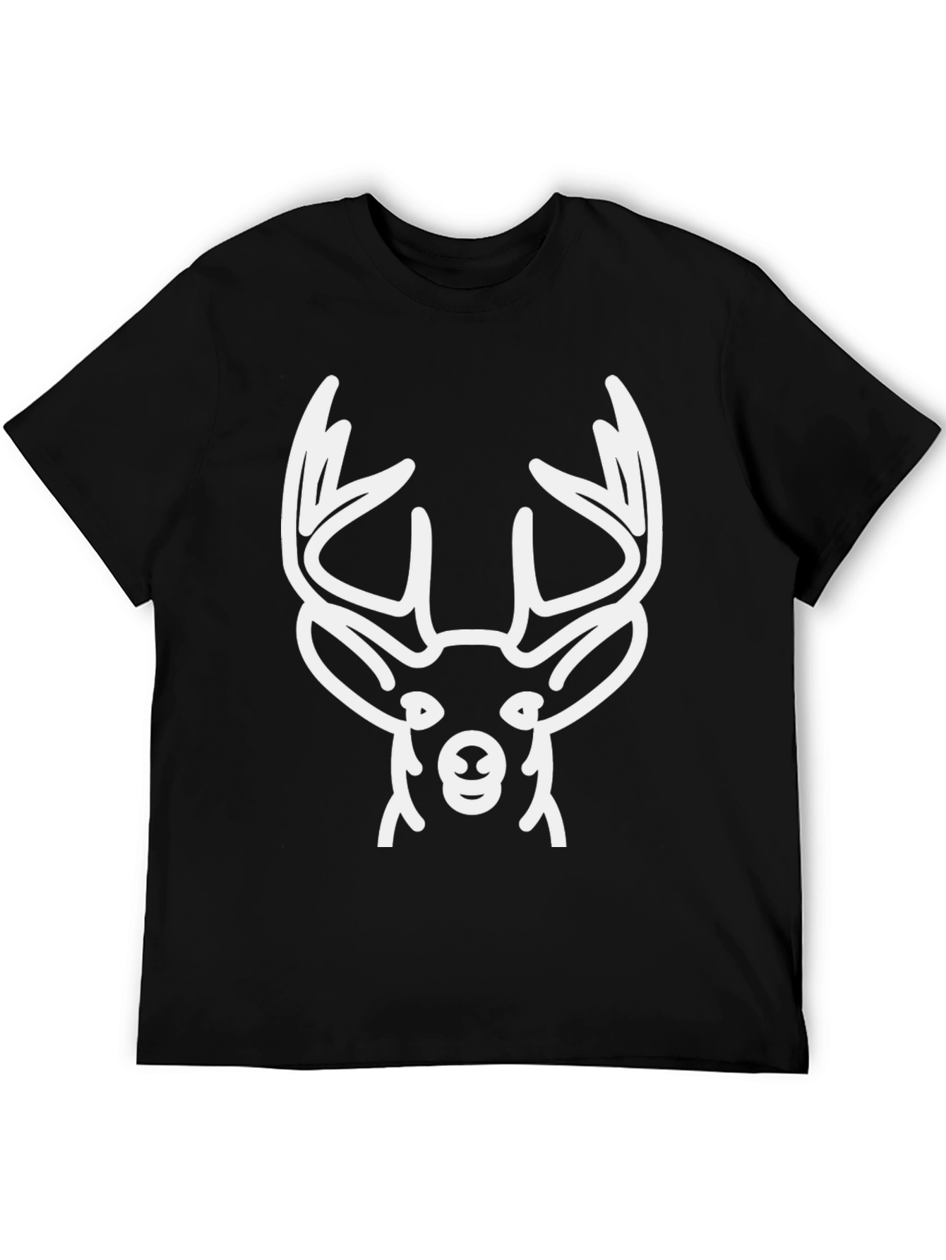 Deer Head Graphic T-Shirt - Black Cotton Tee