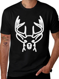 Deer Head Graphic T-Shirt - Black Cotton Tee