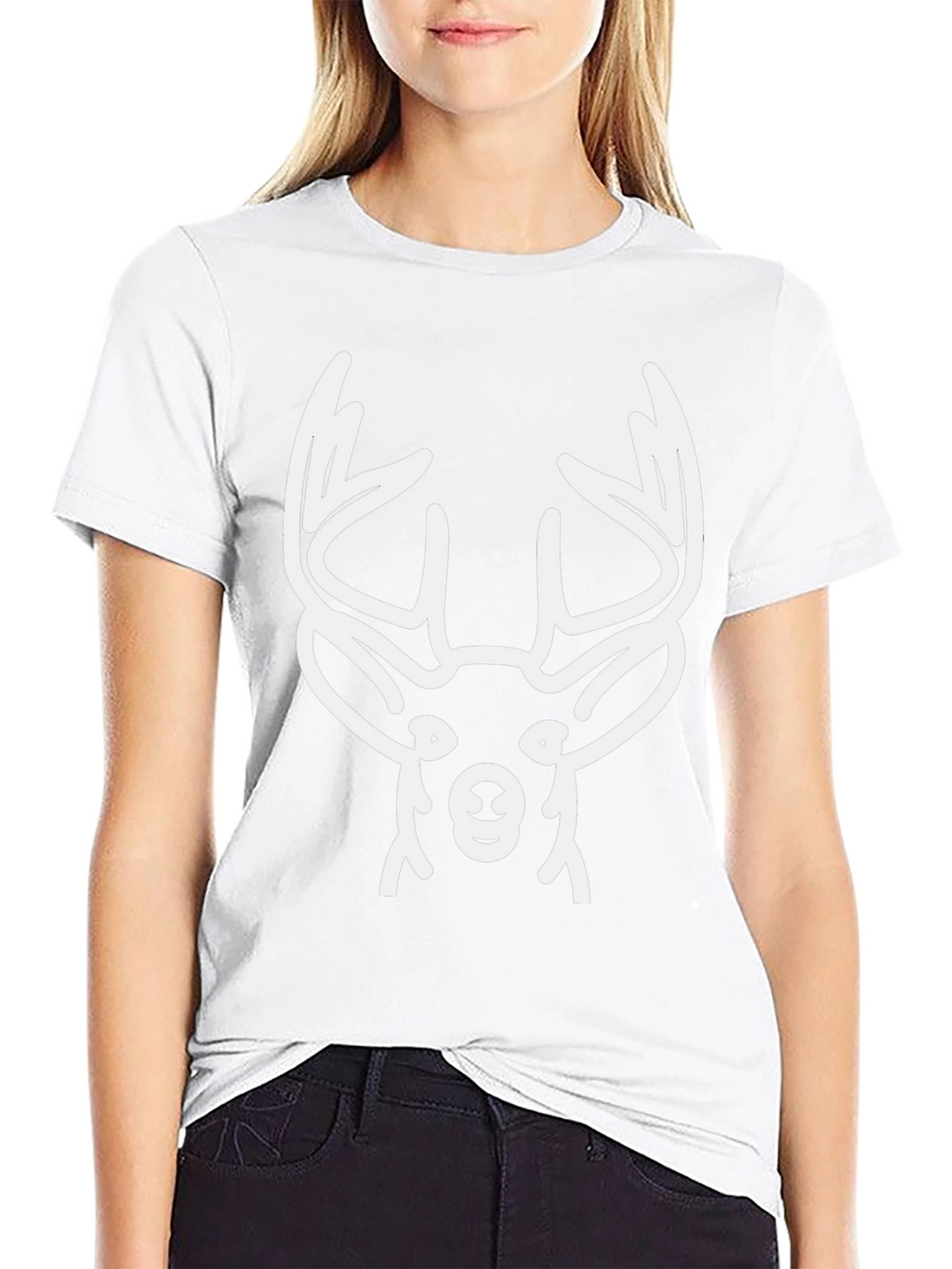 Deer Head Graphic T-Shirt - Black Cotton Tee