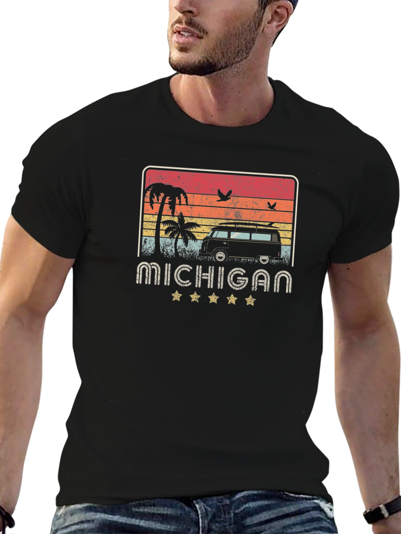 Michigan Retro Surf Van Graphic Tee