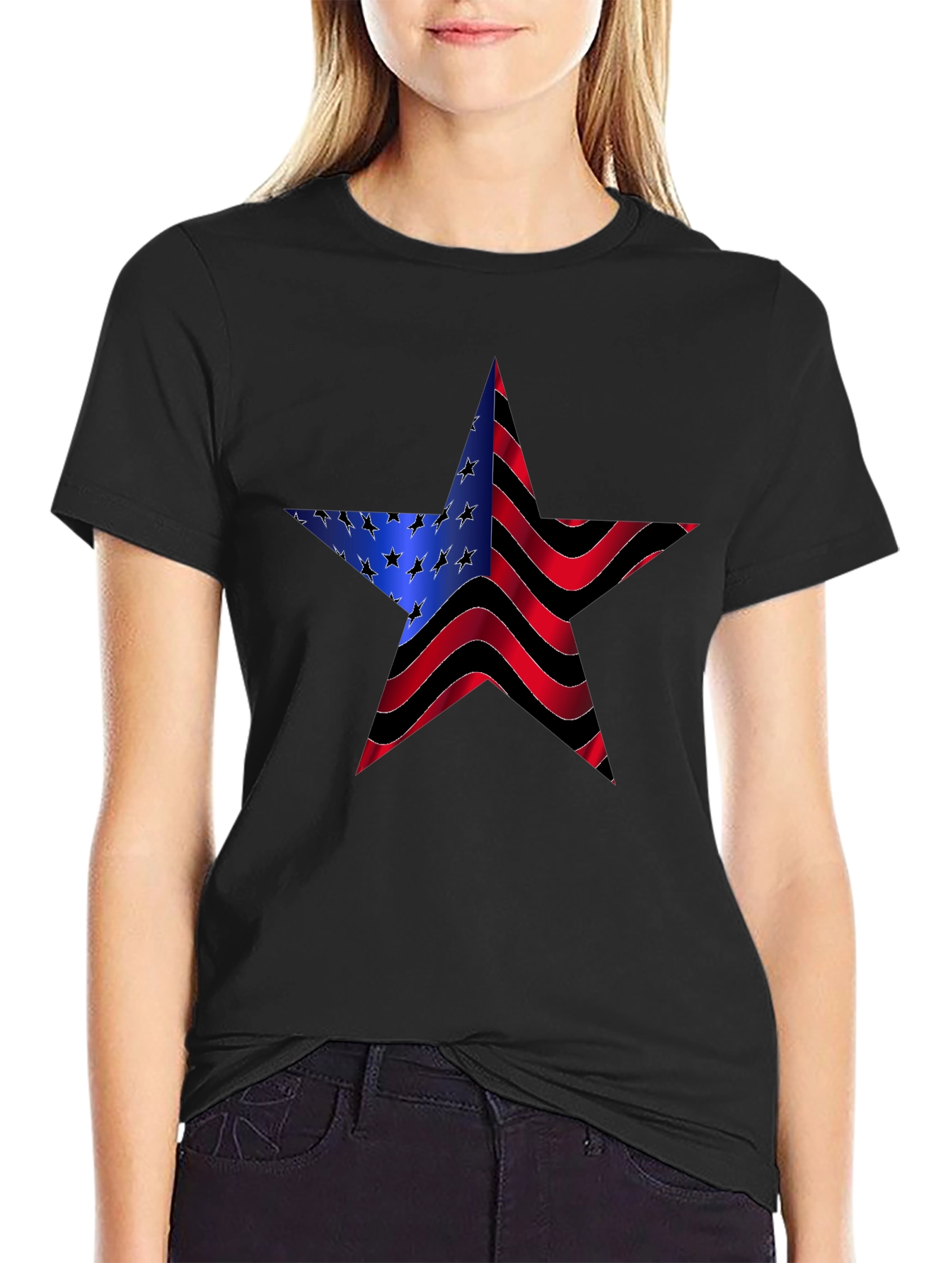 American Flag Star Graphic Mens Tee