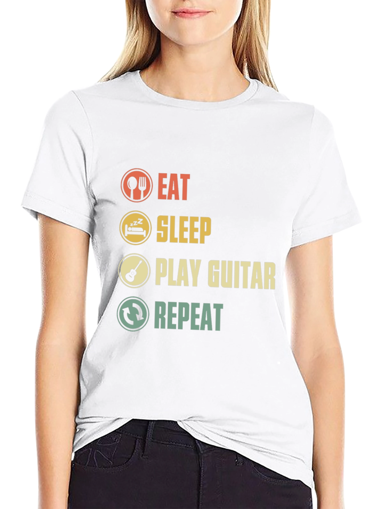 Eat Sleep Play Guitar Repeat Graphic T-Shirt