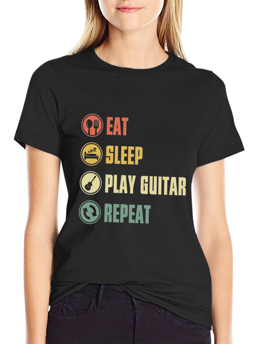Eat Sleep Play Guitar Repeat Graphic T-Shirt
