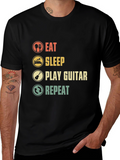Eat Sleep Play Guitar Repeat Graphic T-Shirt