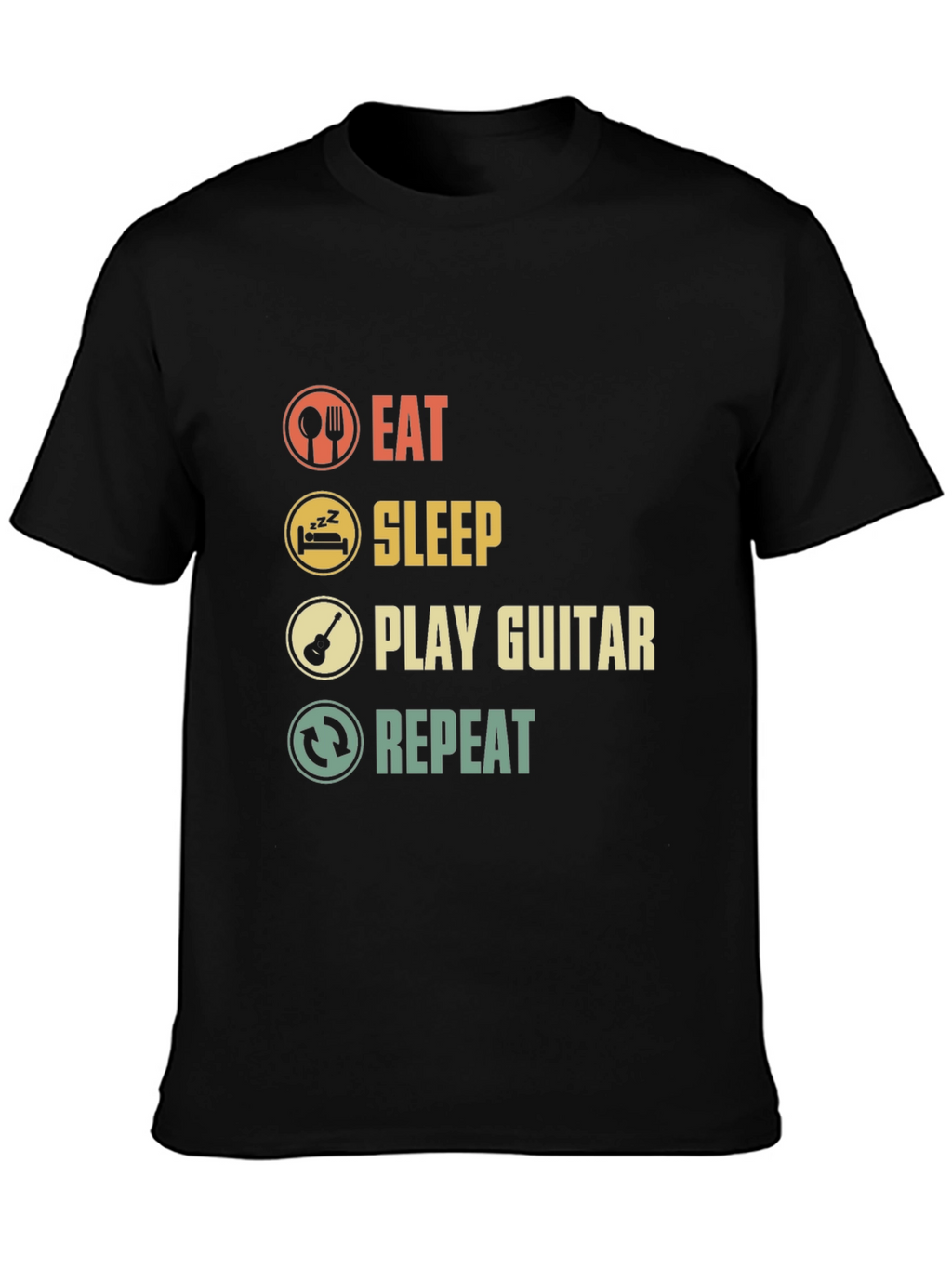 Eat Sleep Play Guitar Repeat Graphic T-Shirt