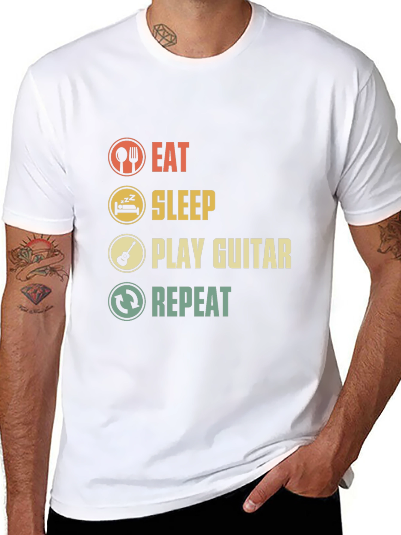 Eat Sleep Play Guitar Repeat Graphic T-Shirt
