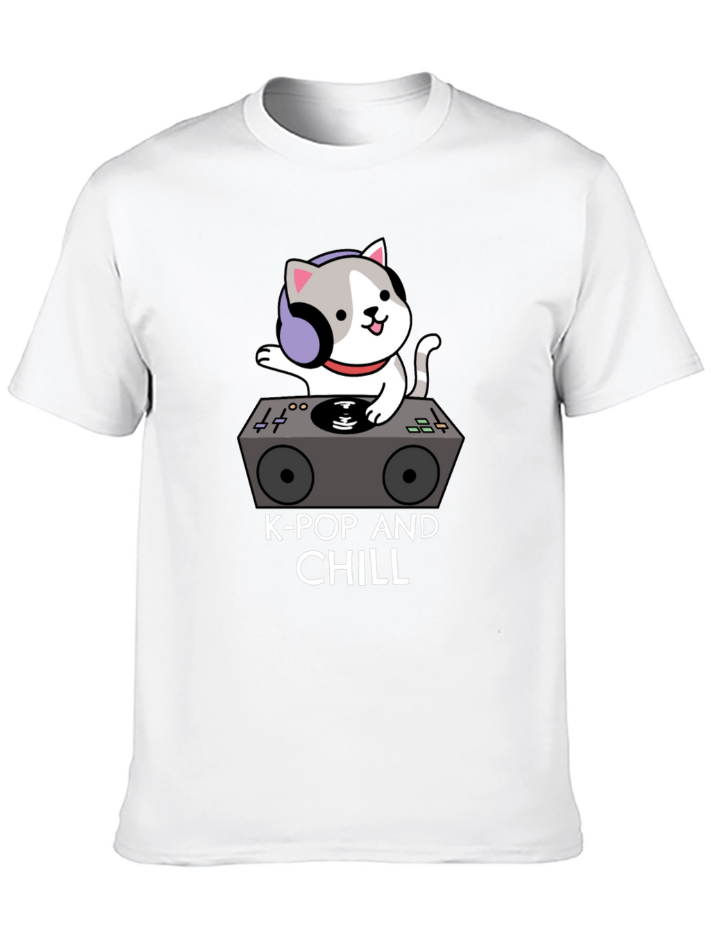 K-Pop and Chill Cat DJ Black T-Shirt