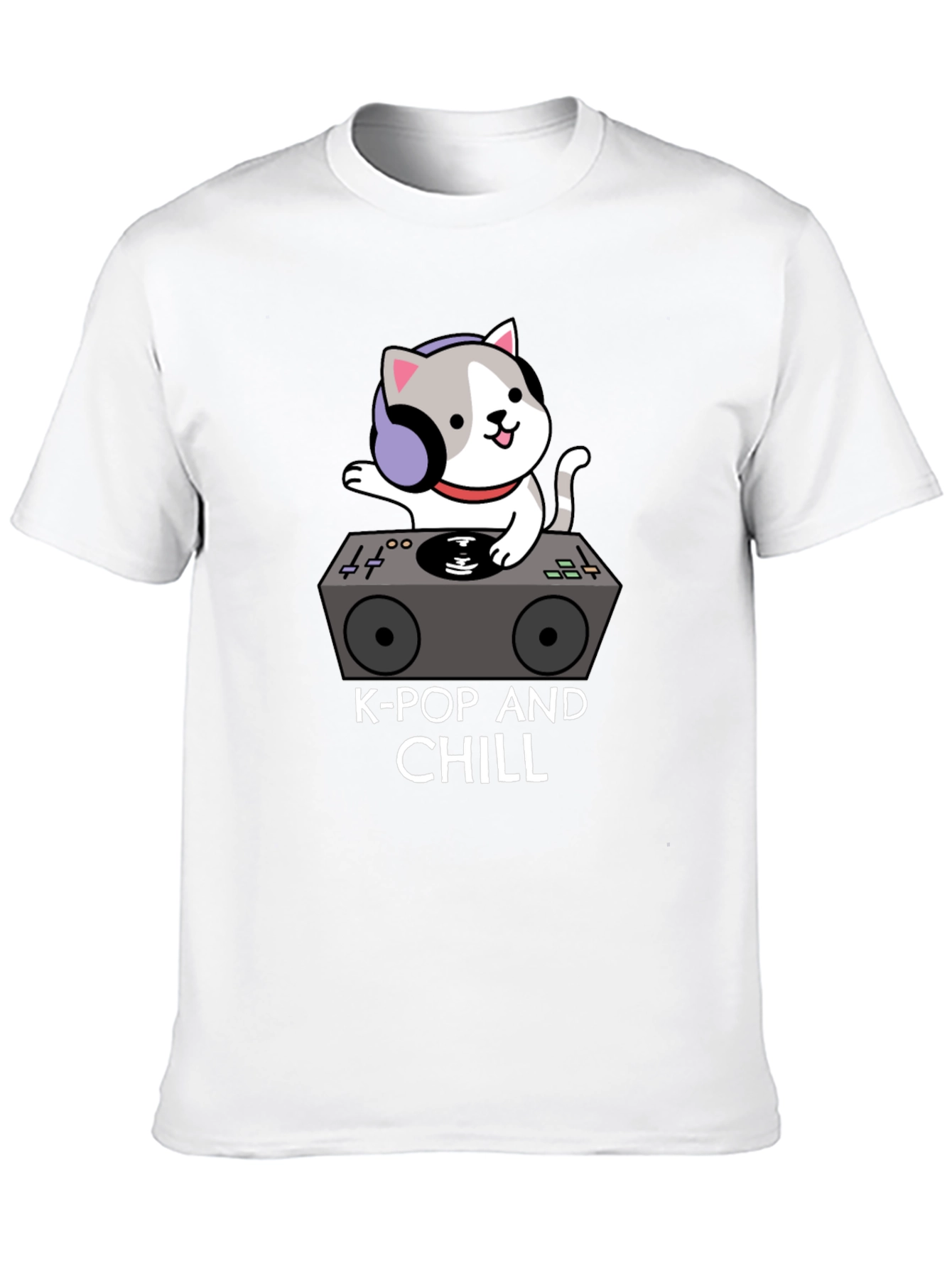 K-Pop and Chill Cat DJ Black T-Shirt