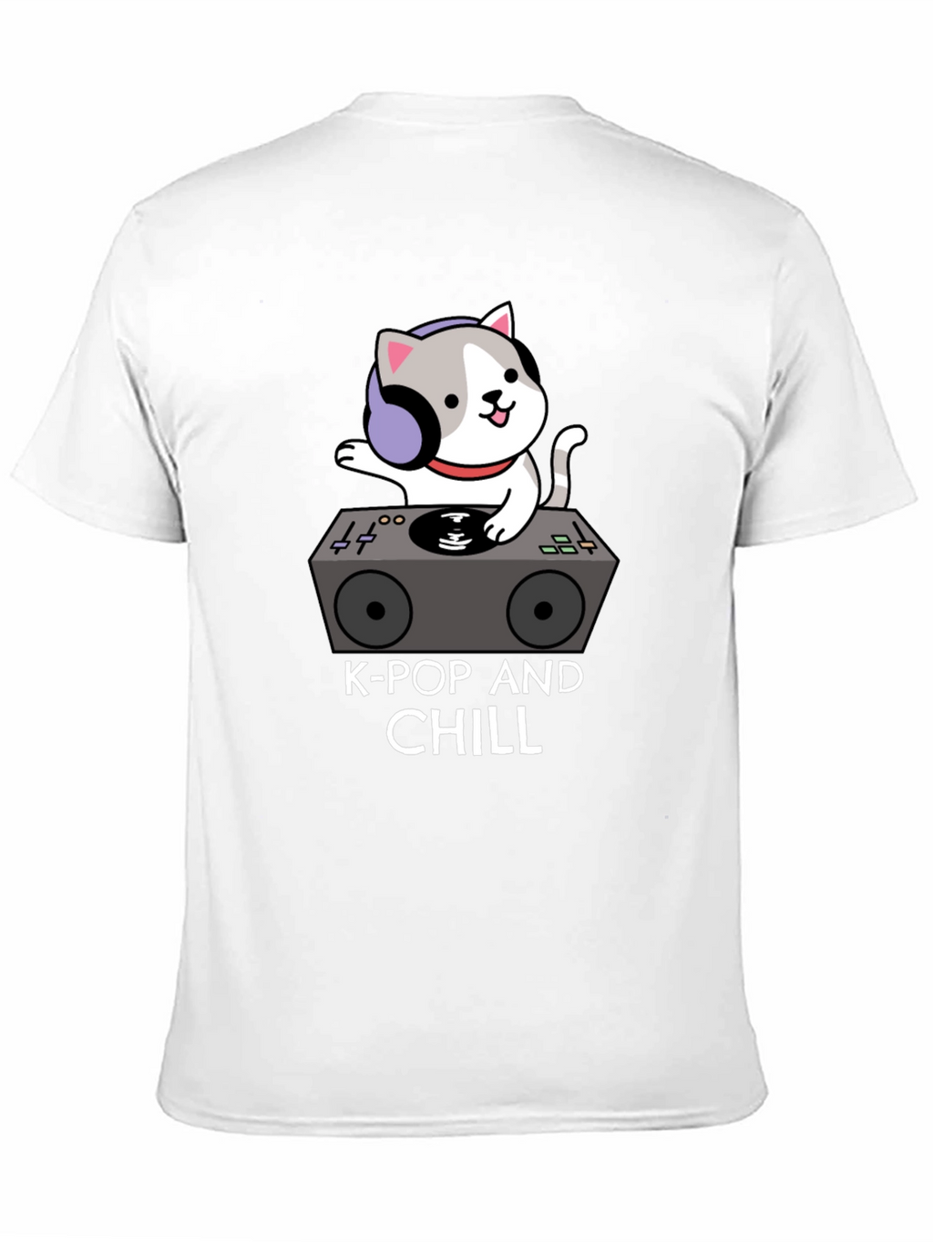 K-Pop and Chill Cat DJ Black T-Shirt