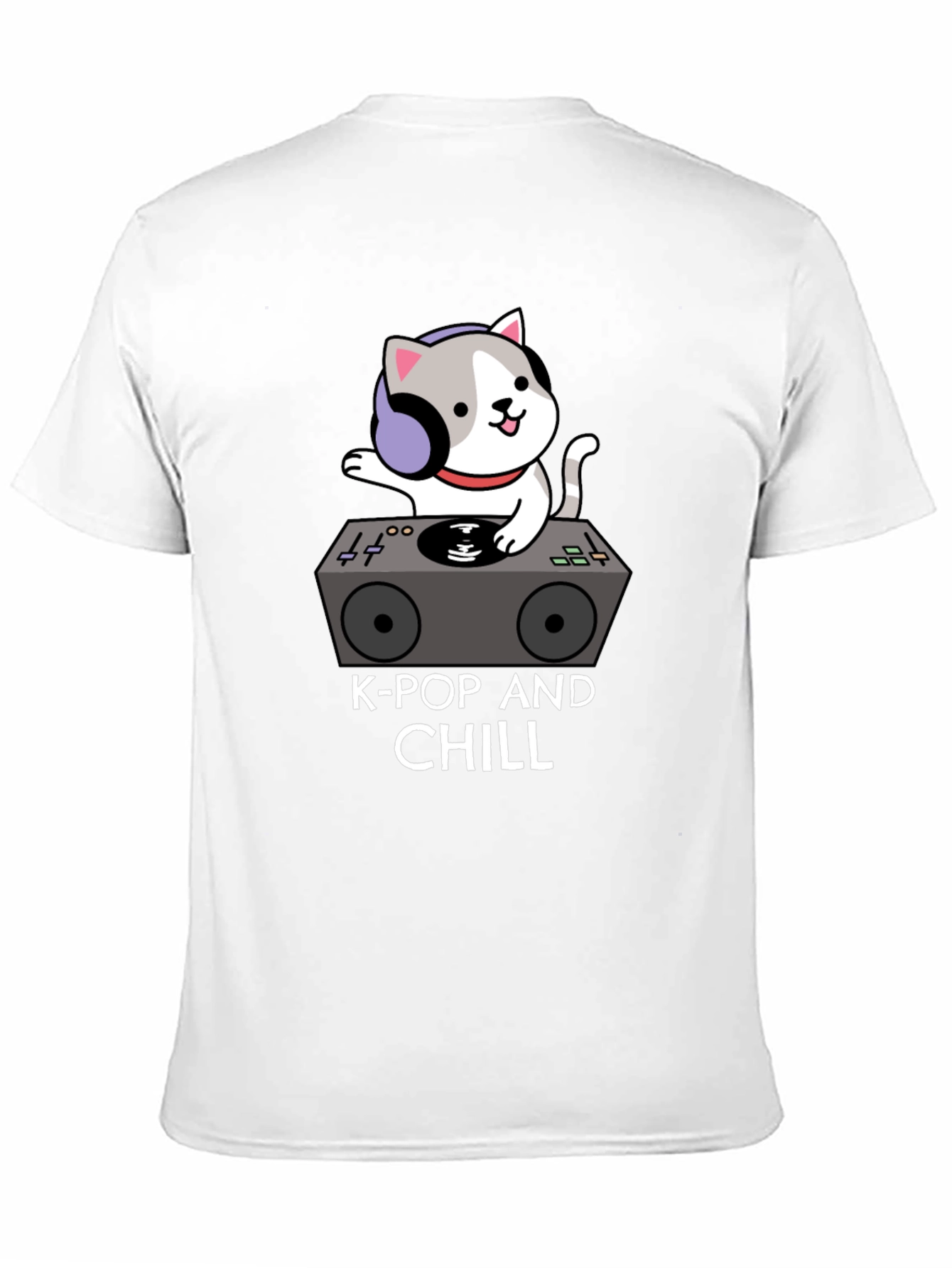 K-Pop and Chill Cat DJ Black T-Shirt