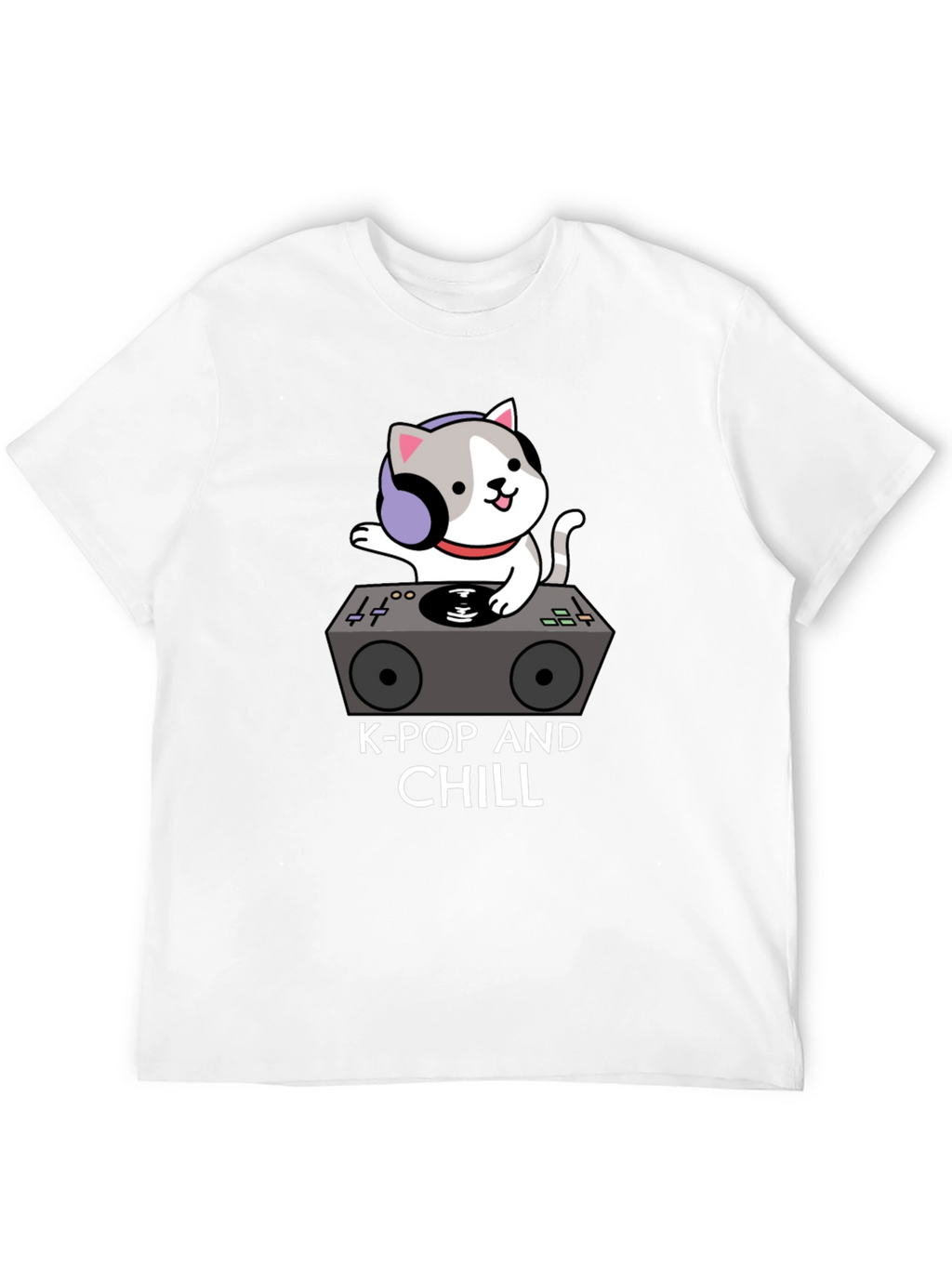 K-Pop and Chill Cat DJ Black T-Shirt