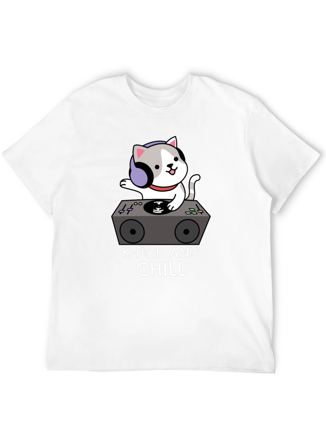K-Pop and Chill Cat DJ Black T-Shirt