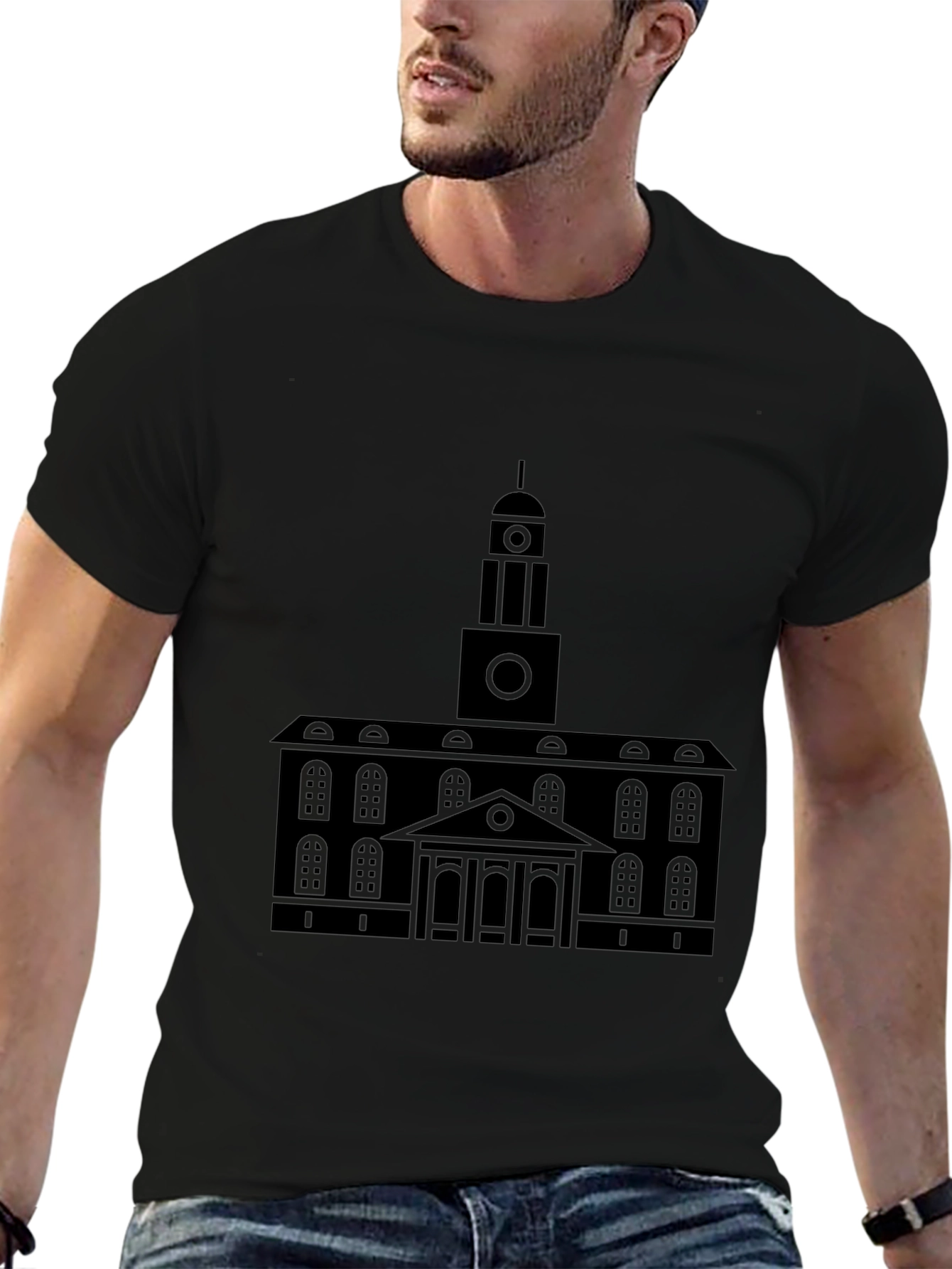 Black Building Graphic T-Shirt
