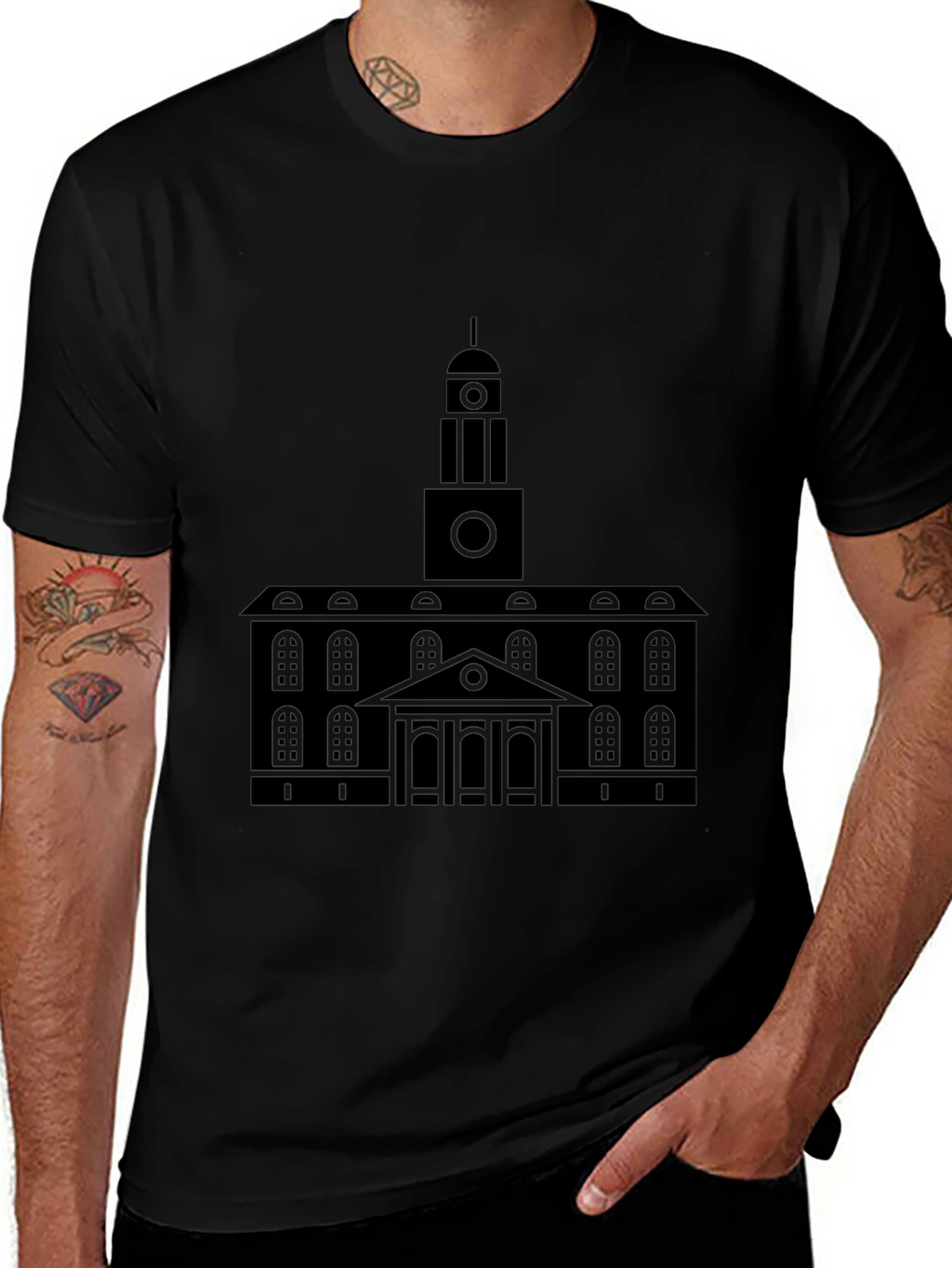 Black Building Graphic T-Shirt