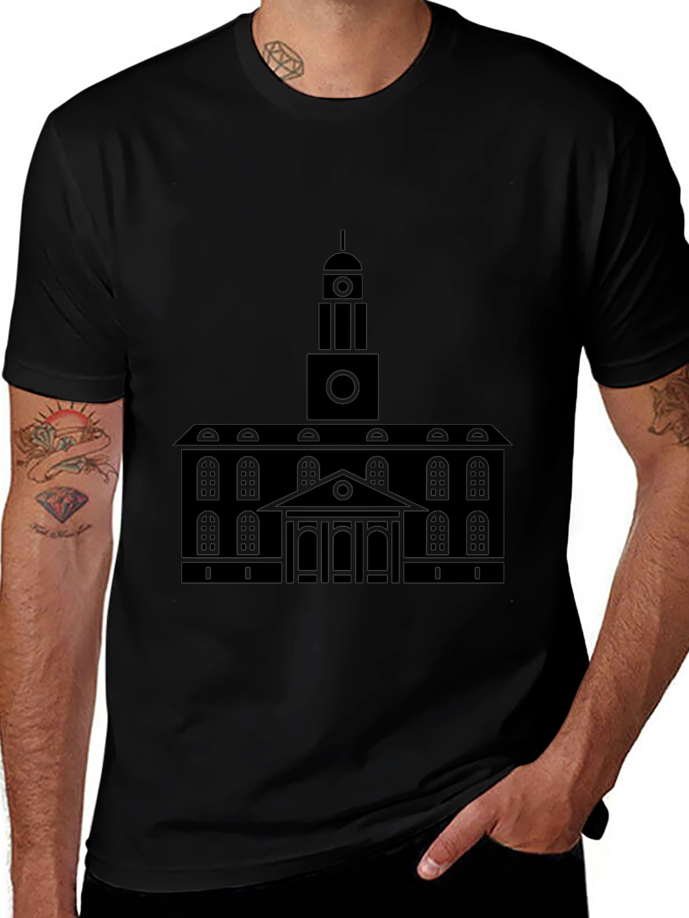 Black Building Graphic T-Shirt