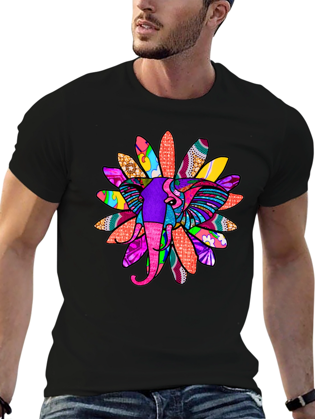Elephant Flower Graphic Tee - Bold Design