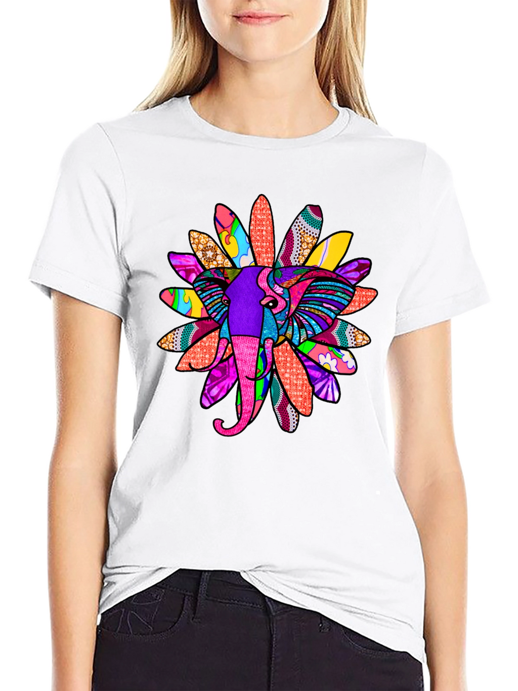 Elephant Flower Graphic Tee - Bold Design