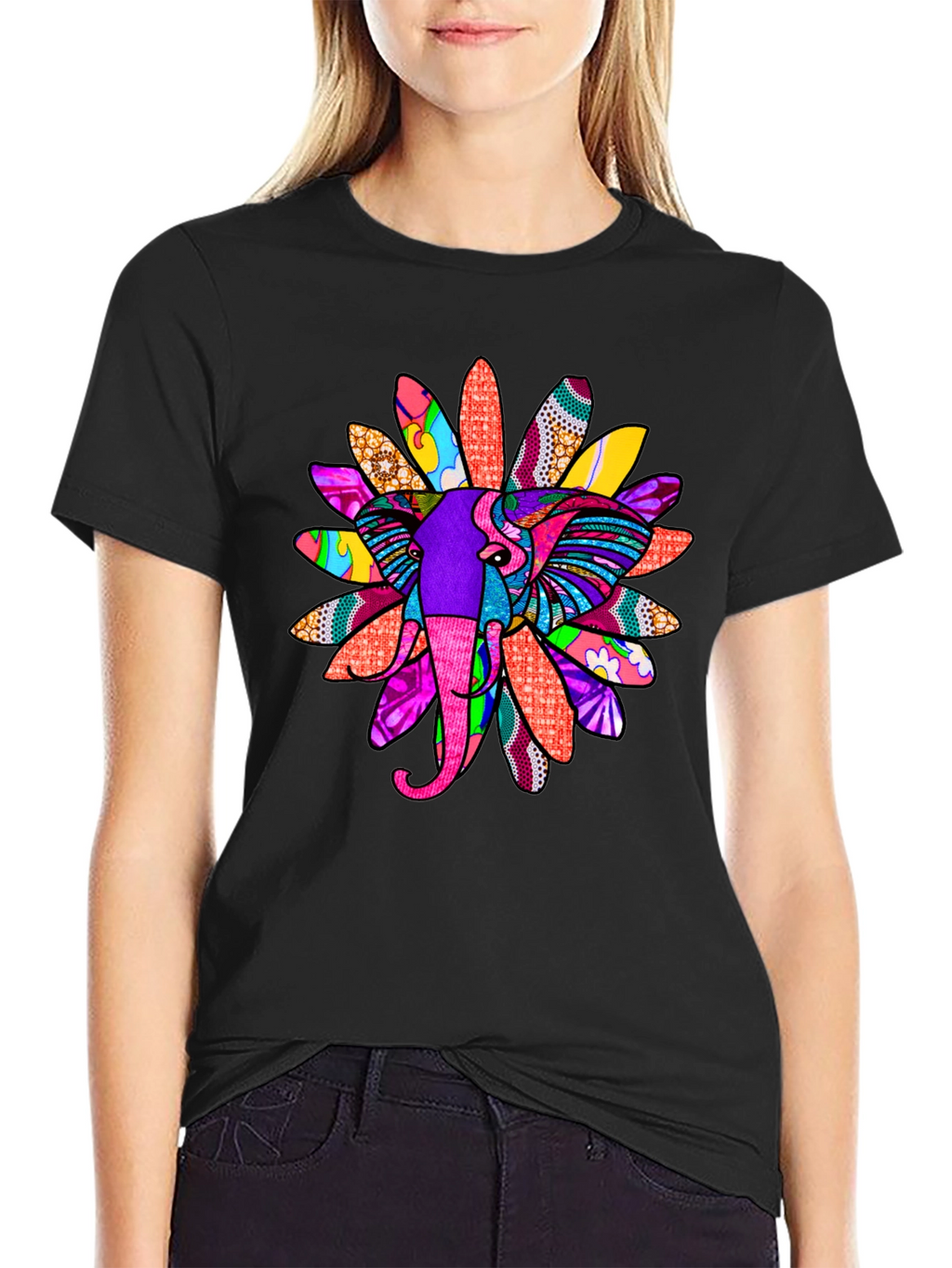 Elephant Flower Graphic Tee - Bold Design