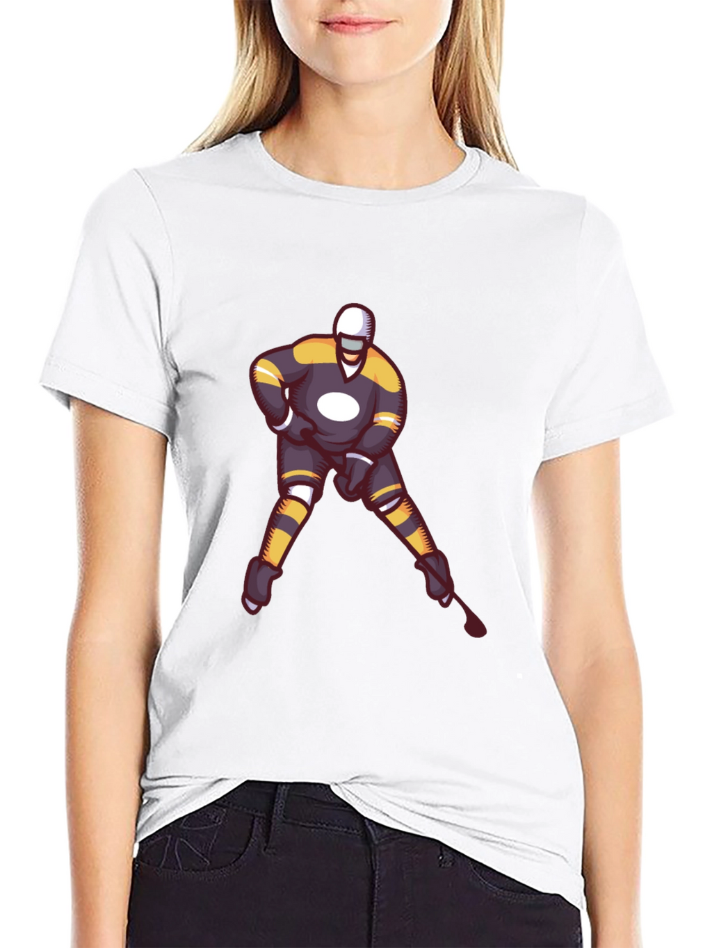 Hockey Player Graphic T-Shirt - Black