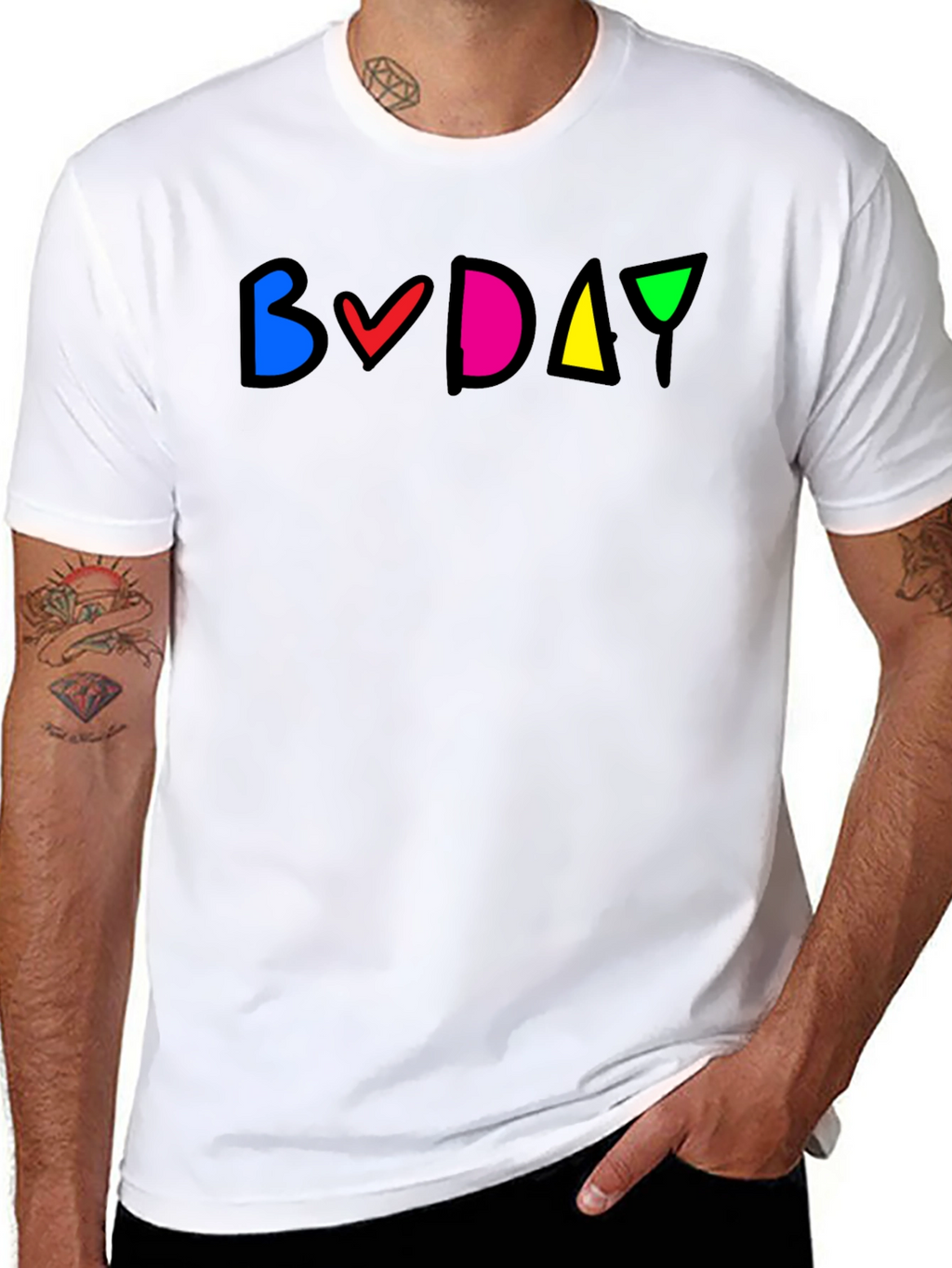 Colorful BVDAY Black T-Shirt