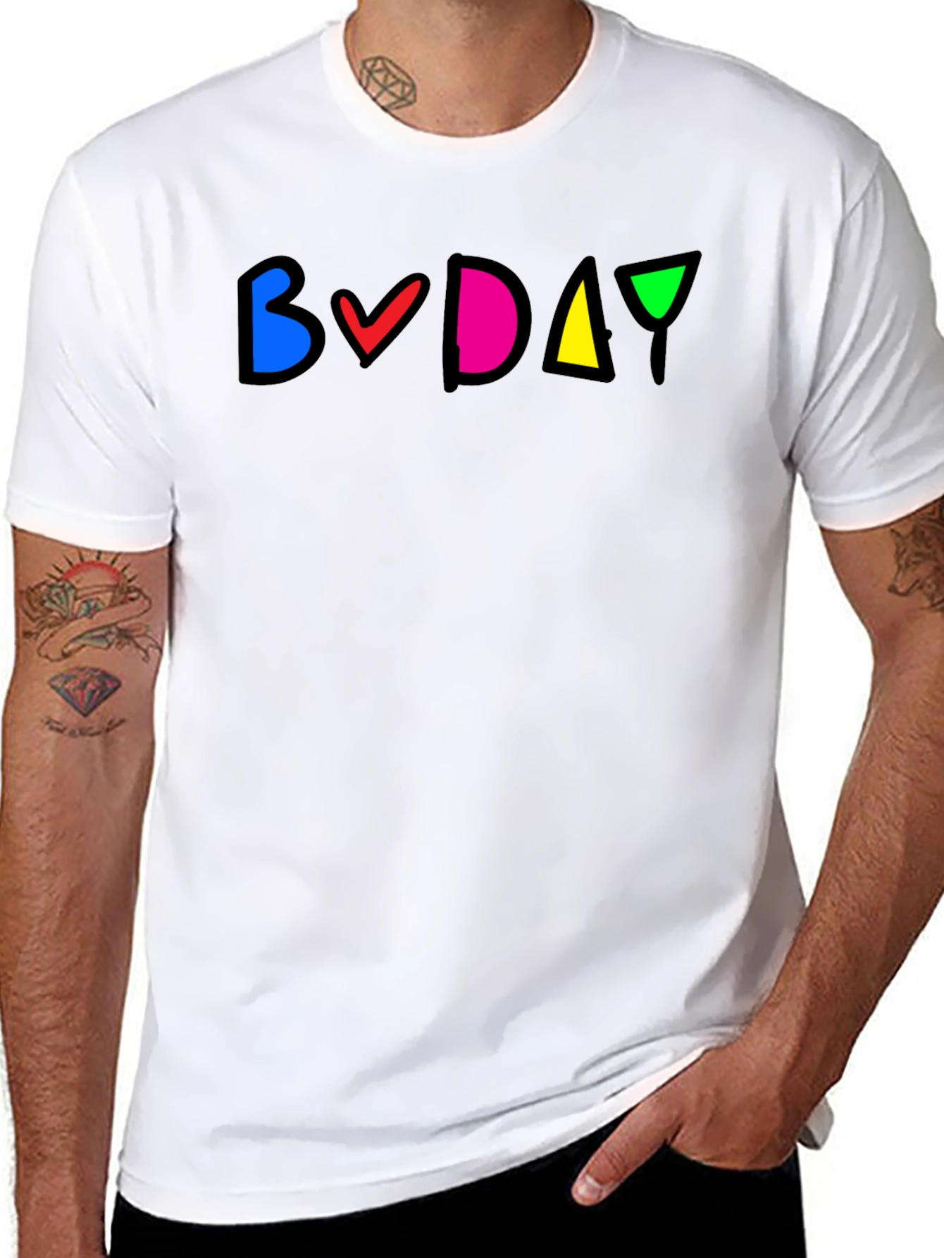 Colorful BVDAY Black T-Shirt