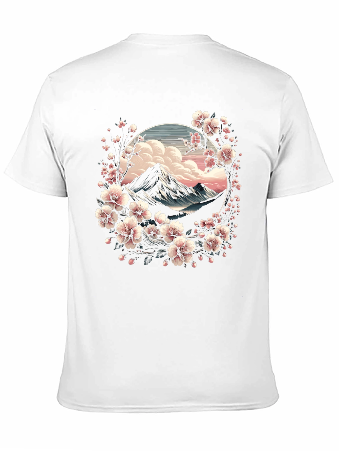 Sakura Mountain Graphic Tee - Artistic Nature Design