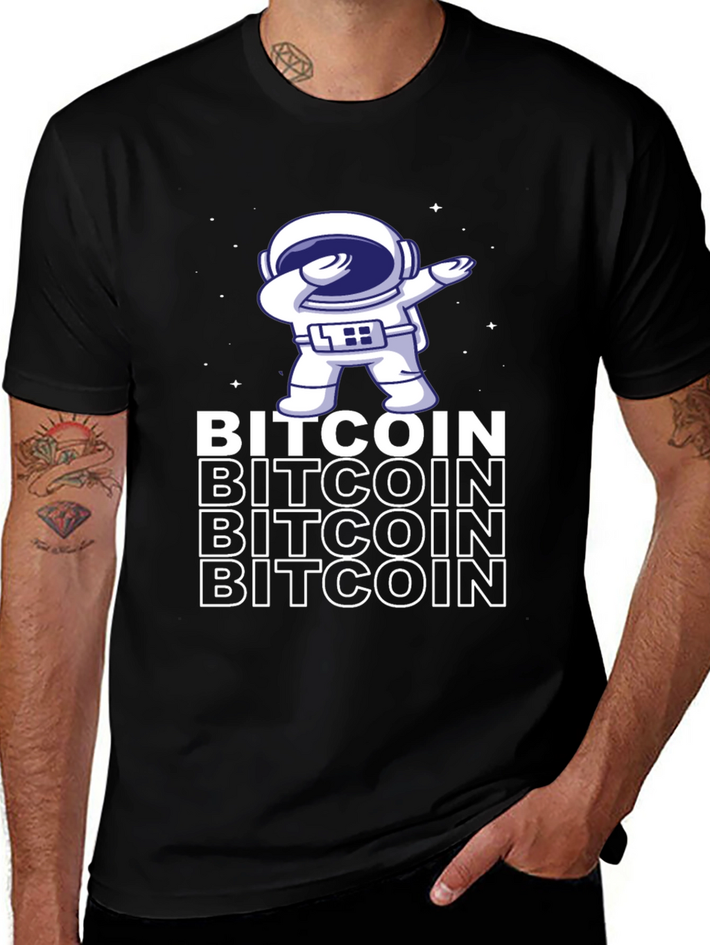 Bitcoin Astronaut Dabbing Graphic Tee