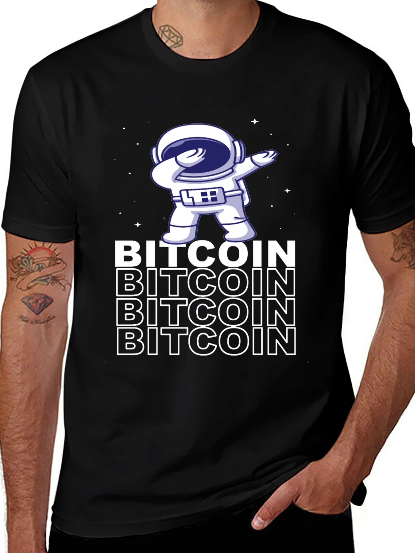 Bitcoin Astronaut Dabbing Graphic Tee