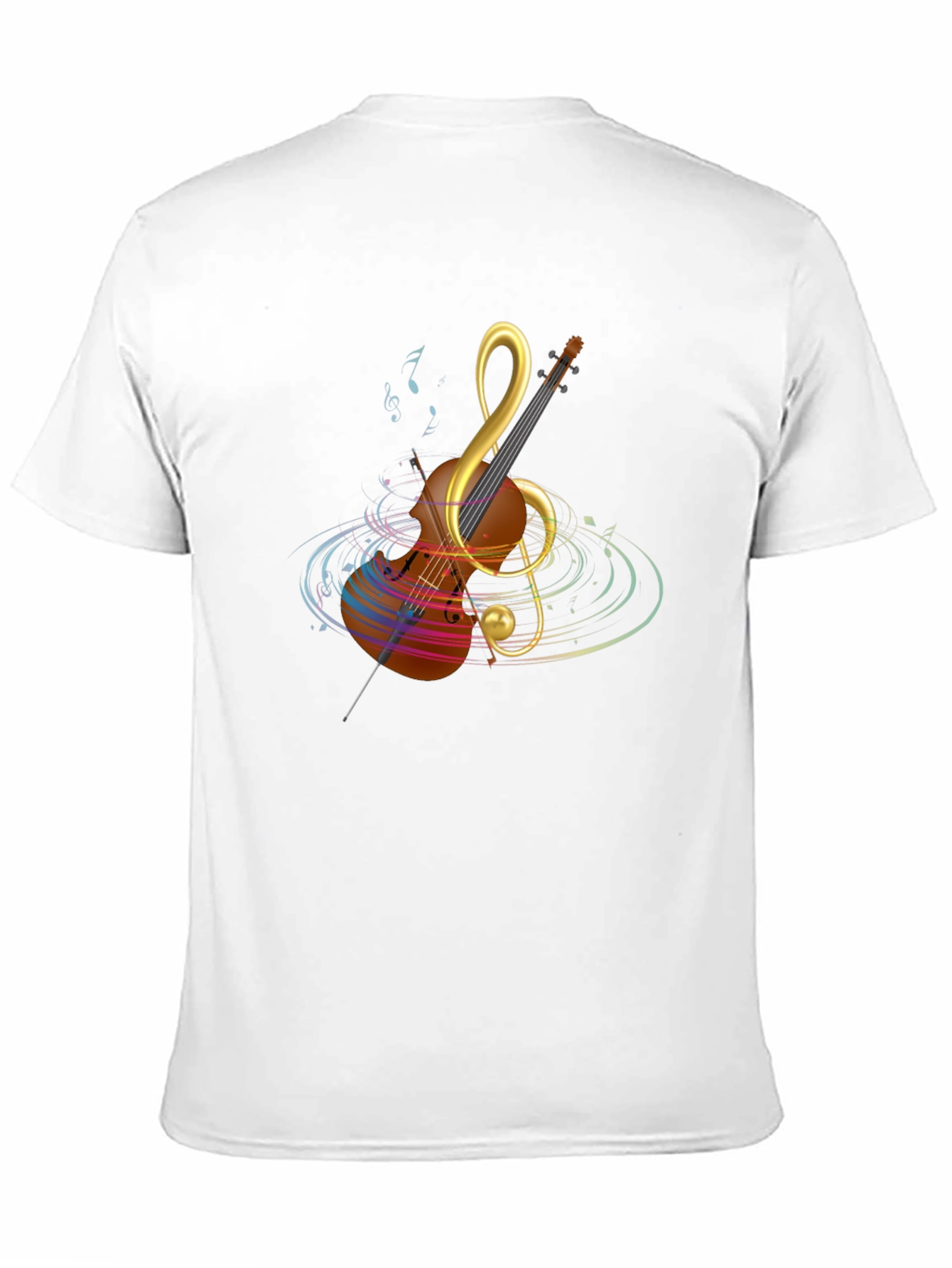 Musical Note Violin Graphic Tee - Black Cotton T-Shirt