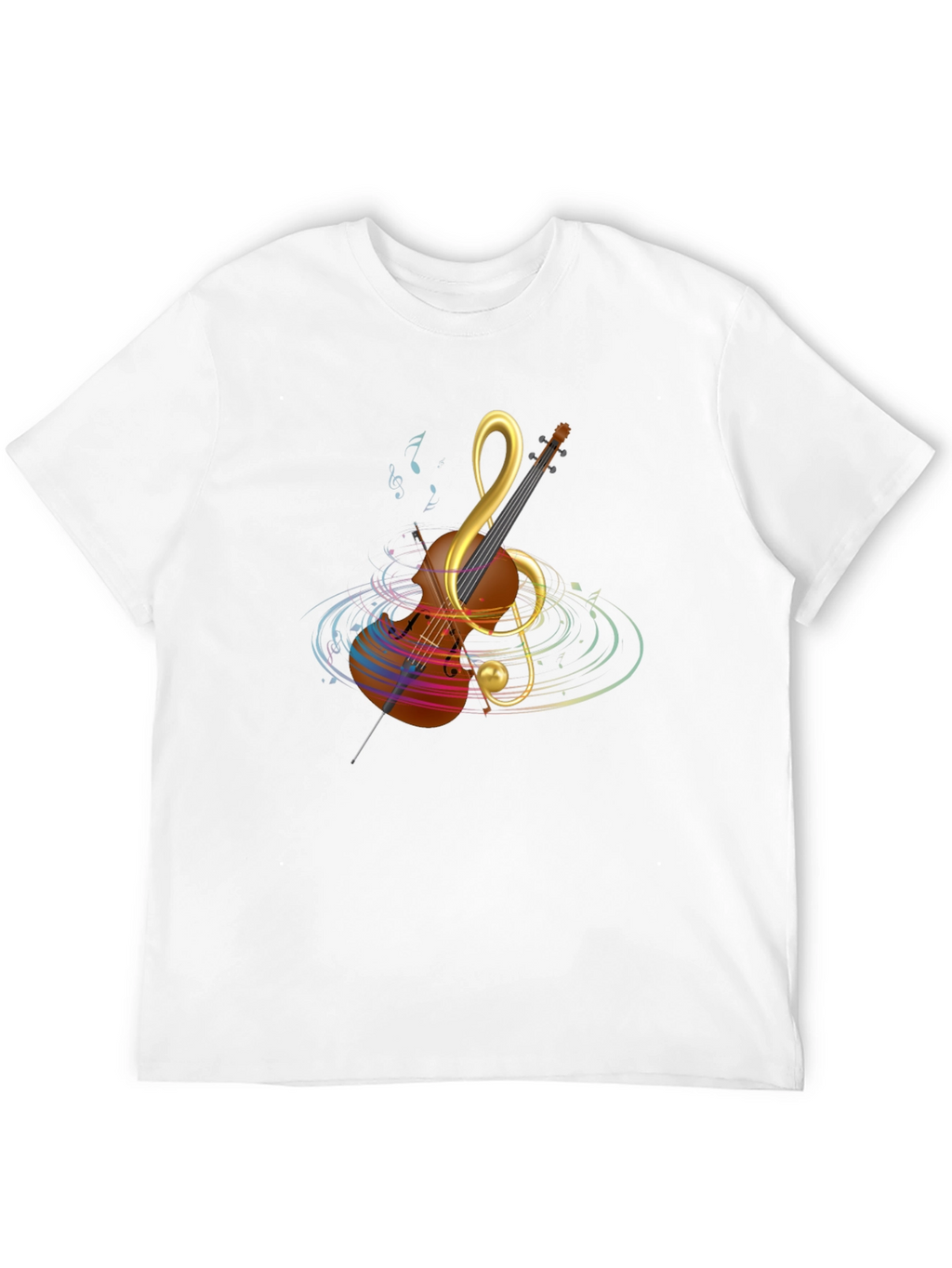 Musical Note Violin Graphic Tee - Black Cotton T-Shirt