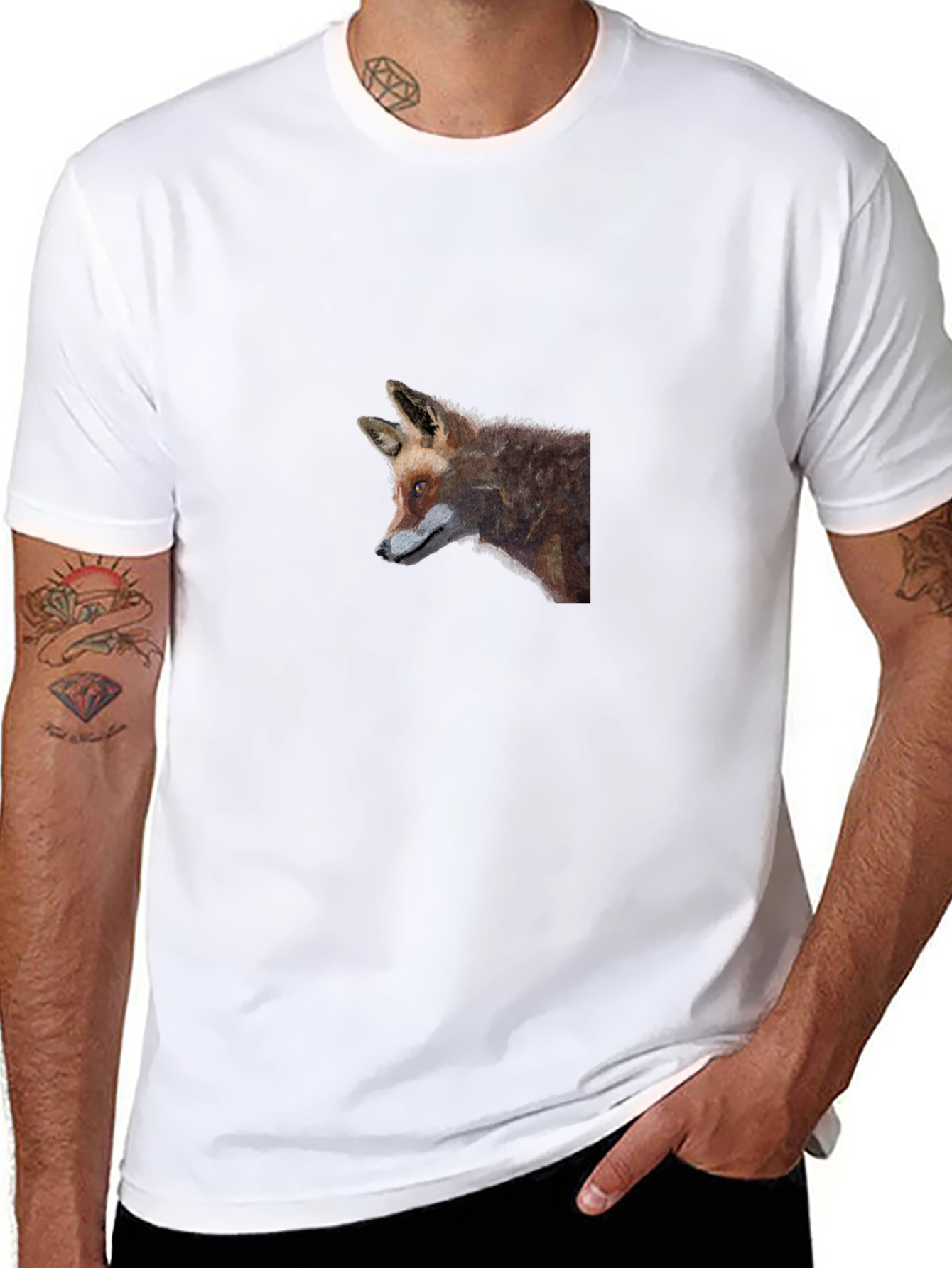 Fox Graphic Tee - Black Cotton T-Shirt