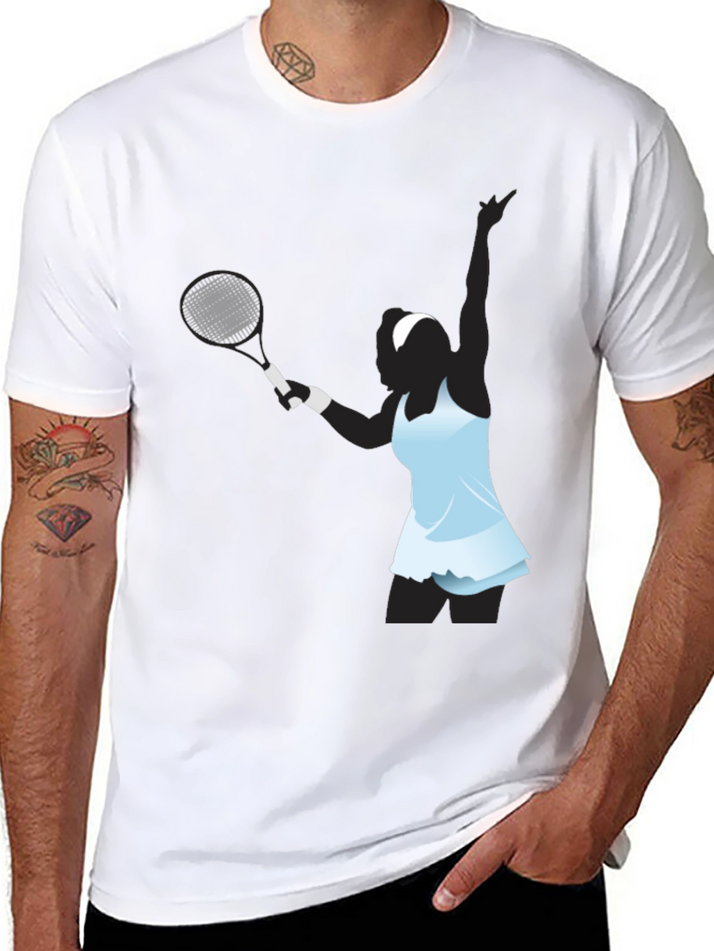 Tennis Player Graphic Black T-Shirt