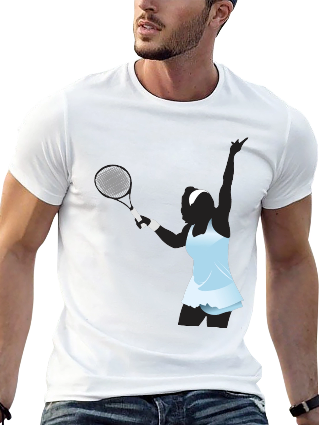 Tennis Player Graphic Black T-Shirt