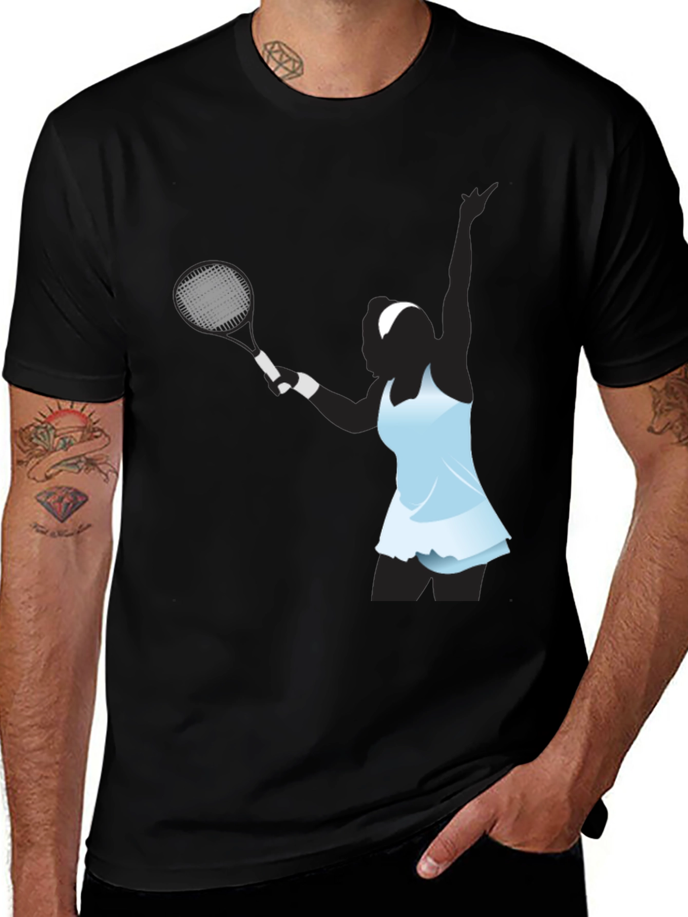 Tennis Player Graphic Black T-Shirt