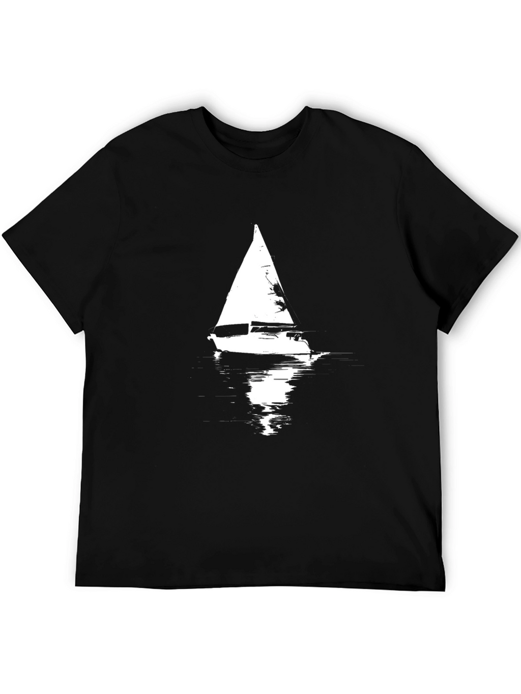 Sailboat Graphic Tee - Black Cotton T-Shirt