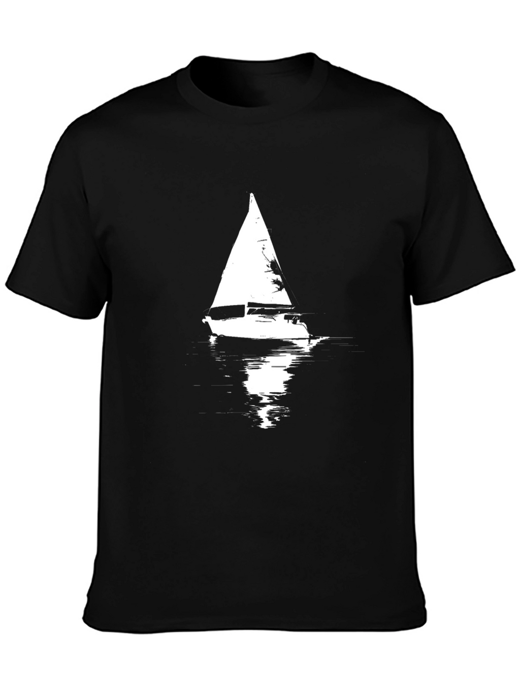 Sailboat Graphic Tee - Black Cotton T-Shirt