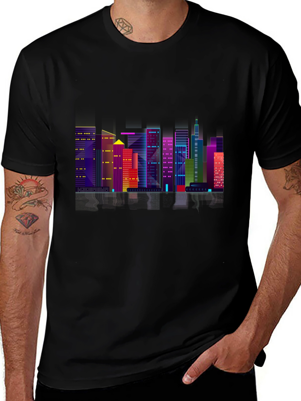 Cityscape Graphic Black T-Shirt