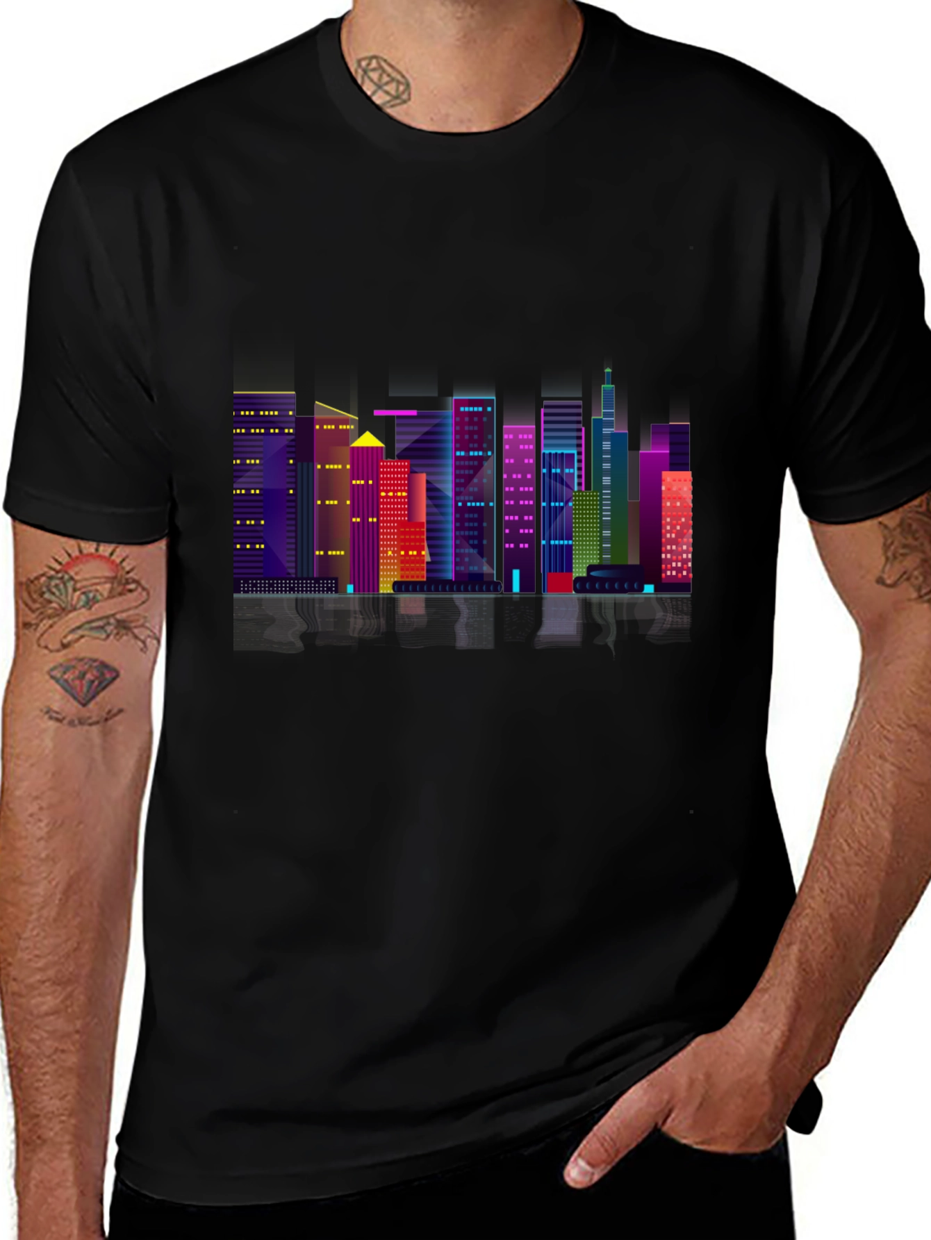 Cityscape Graphic Black T-Shirt