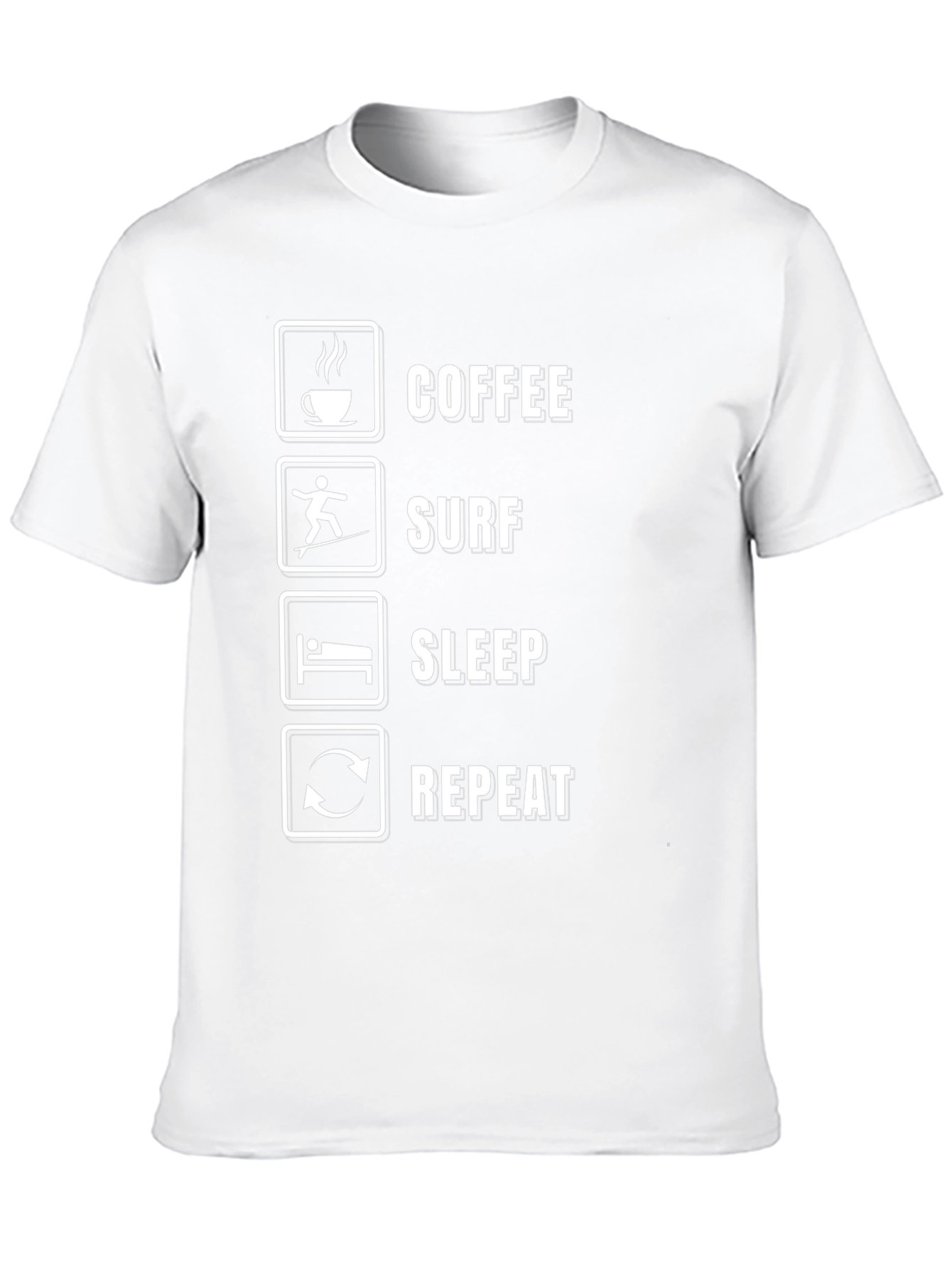 Coffee Surf Sleep Repeat Black T-Shirt
