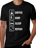 Coffee Surf Sleep Repeat Black T-Shirt