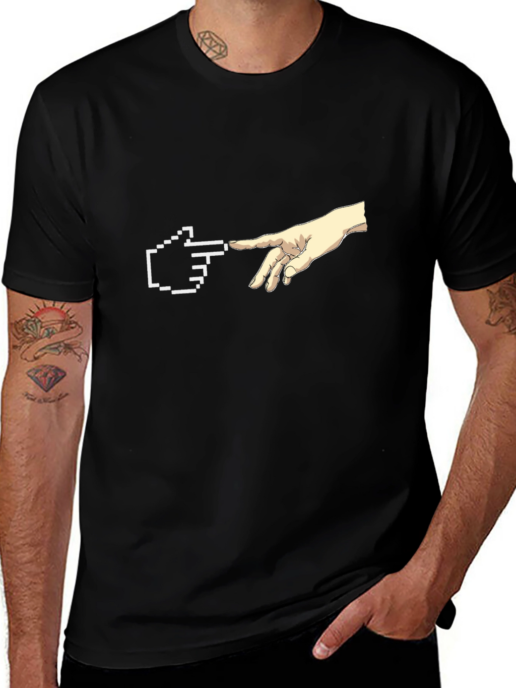 Creation Pixel Hand T-Shirt - Black Graphic Tee