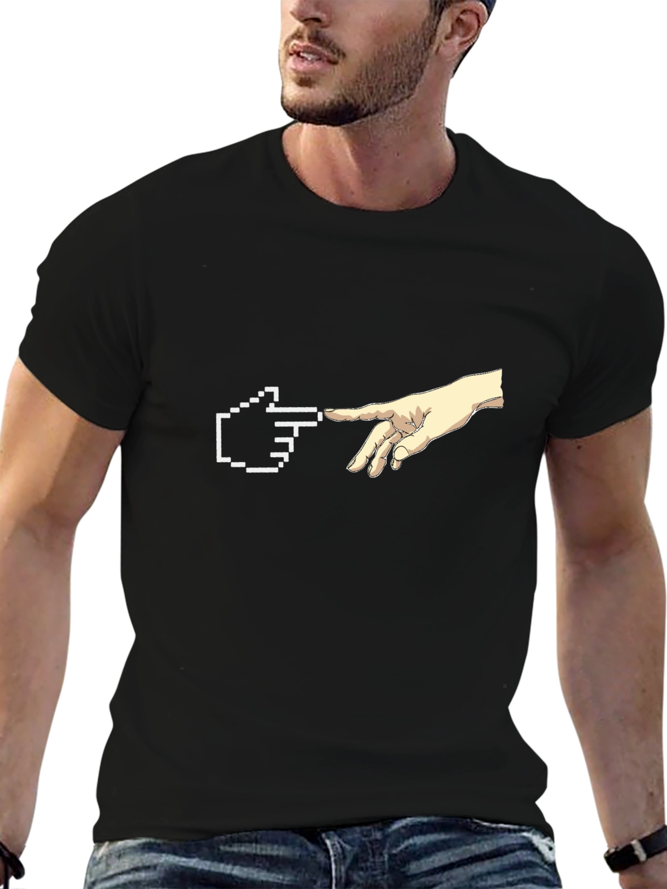 Creation Pixel Hand T-Shirt - Black Graphic Tee
